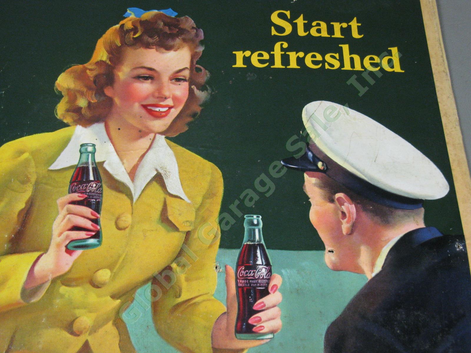 Rare 1943 Drink Coca Cola Start Refreshed Cardboard Litho Sign Judy Garland NR! 8