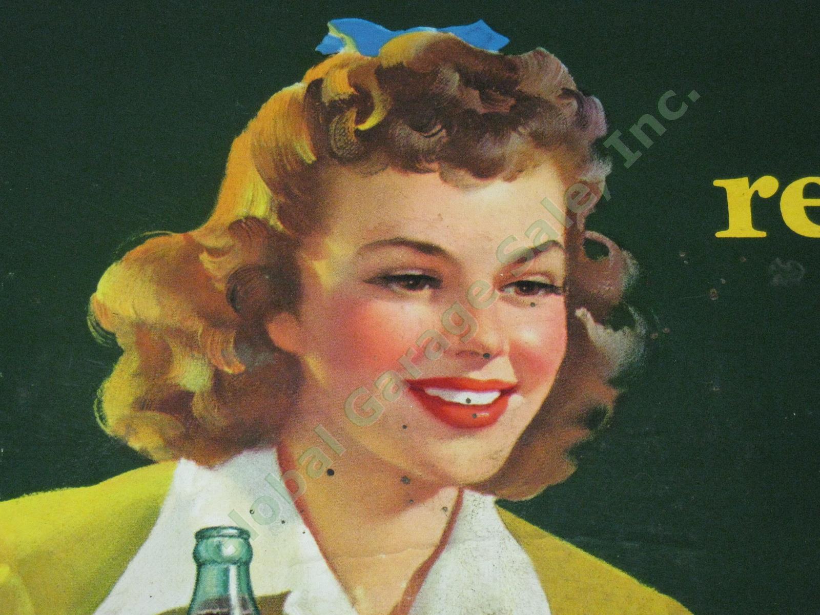 Rare 1943 Drink Coca Cola Start Refreshed Cardboard Litho Sign Judy Garland NR! 9