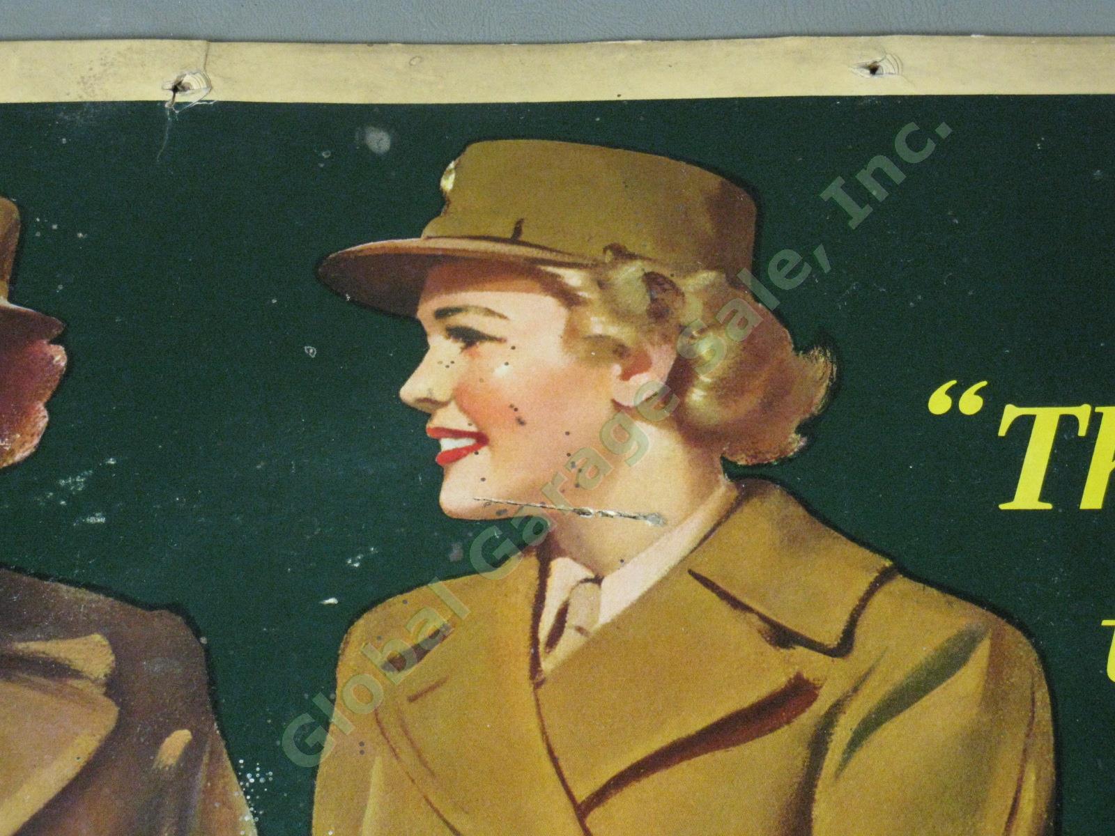Vtg 1943 Drink Coca Cola Cardboard Litho Sign Advertising Poster 20x36 WWII Era 4