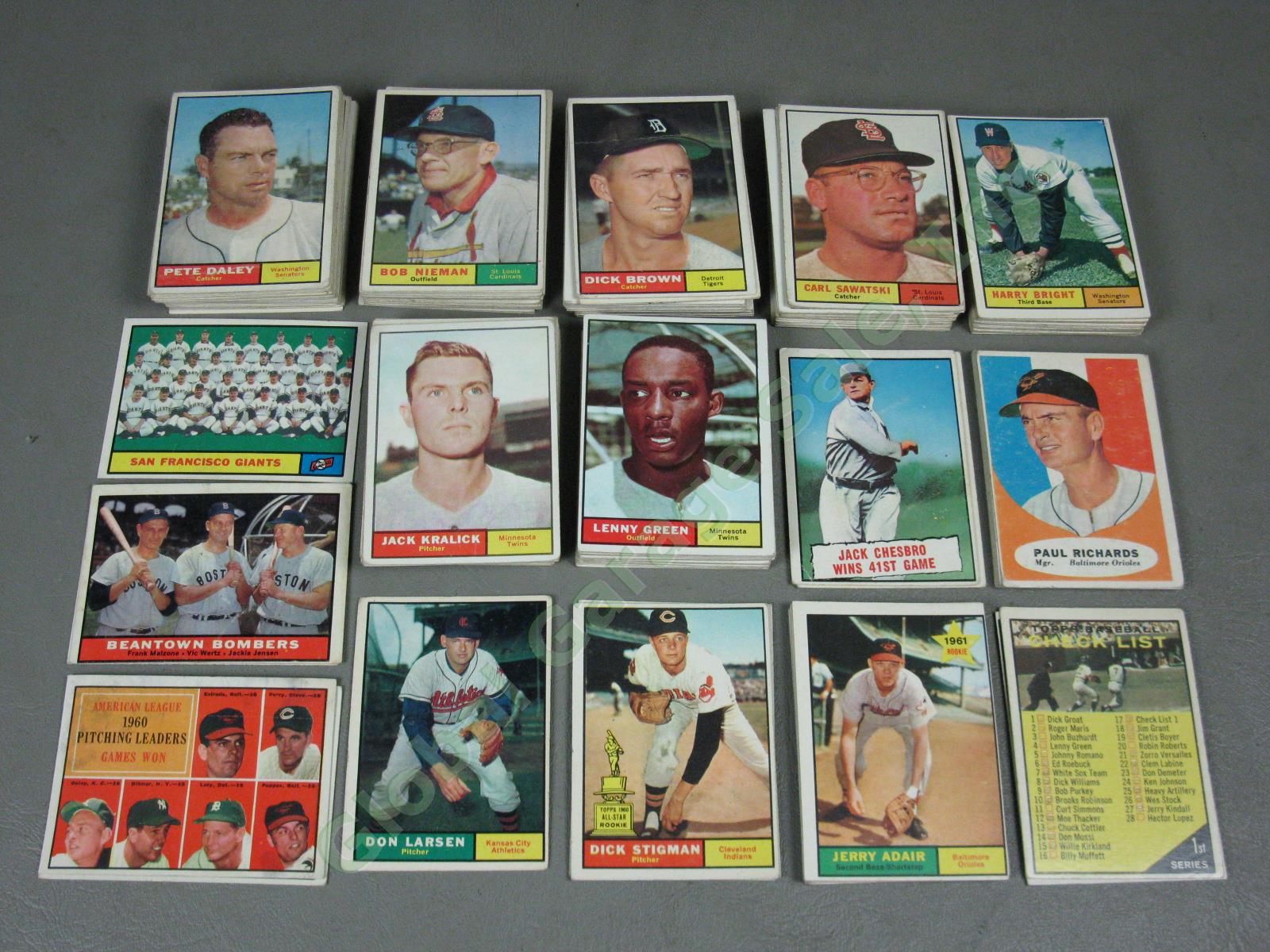 223 Vintage 1961 Topps Baseball Card Lot Rookies All-Stars No Duplicates NO RES!