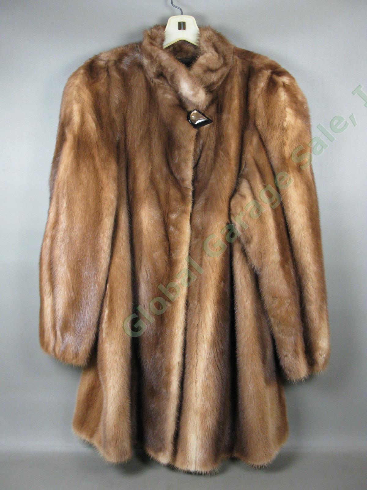 Vtg Antique Monogrammed Ladies Womens 3/4 Length Mink Fur Winter Coat Jacket 12
