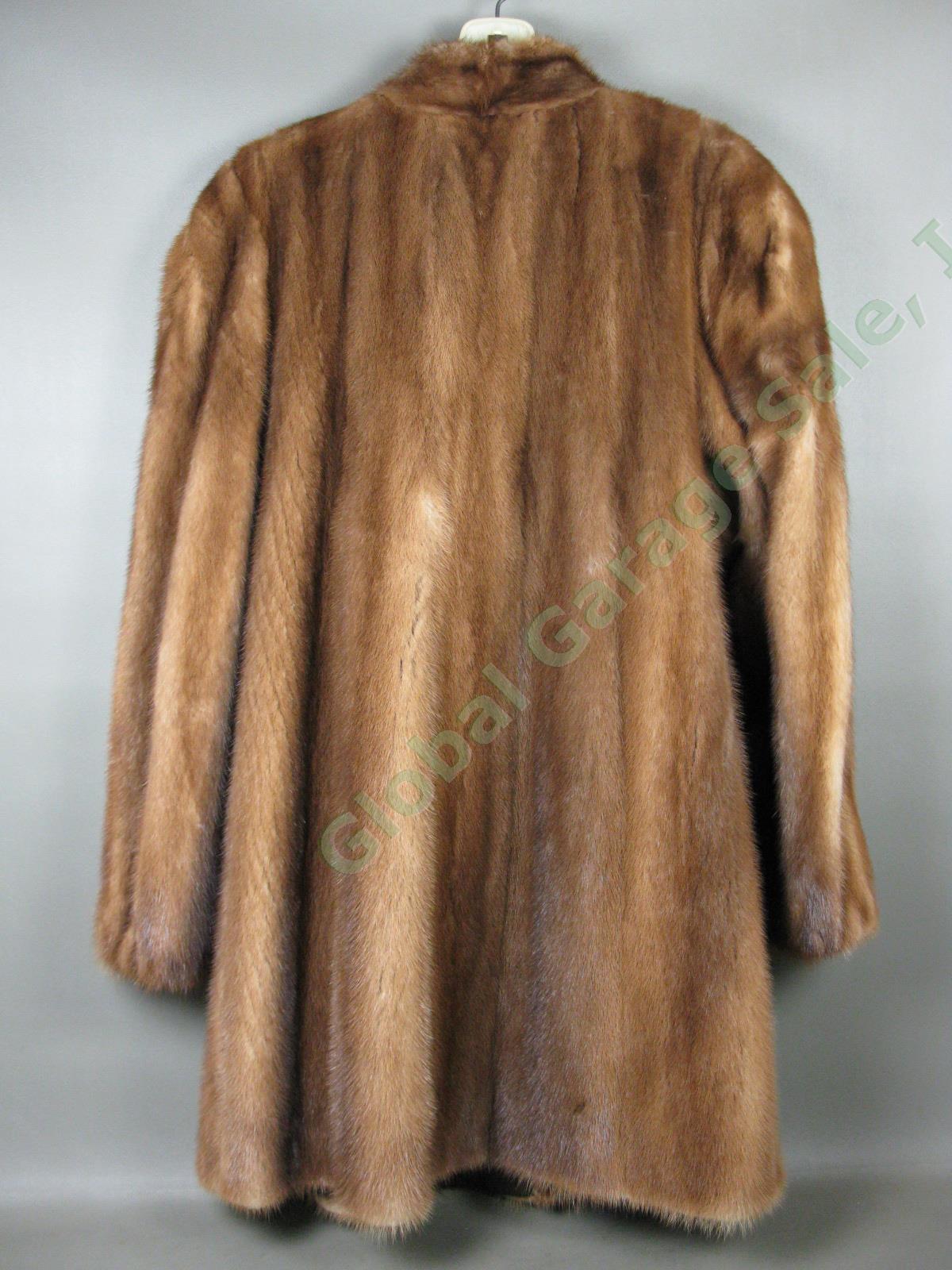 Vtg Antique Monogrammed Ladies Womens 3/4 Length Mink Fur Winter Coat Jacket 12 2
