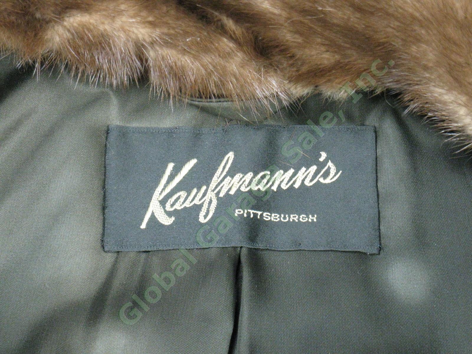 Vtg Antique Monogrammed Ladies Womens 3/4 Length Mink Fur Winter Coat Jacket 12 4