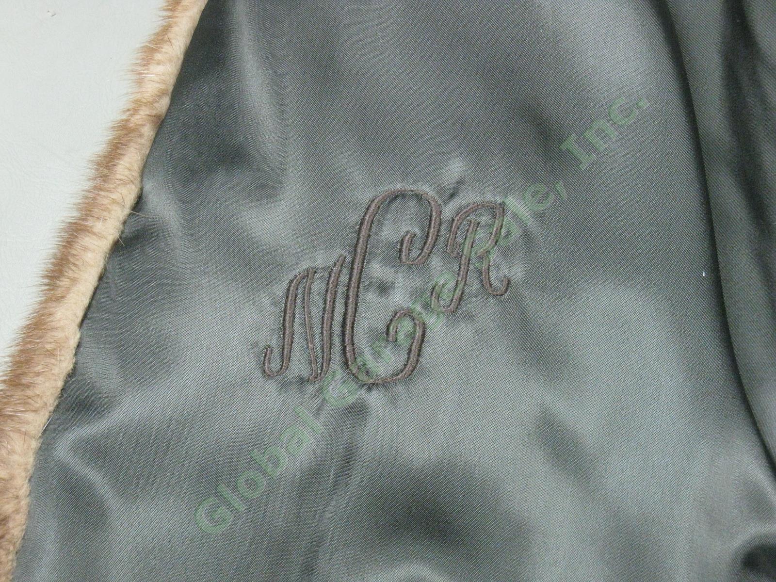Vtg Antique Monogrammed Ladies Womens 3/4 Length Mink Fur Winter Coat Jacket 12 5