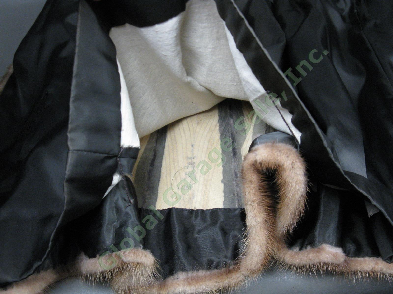 Vtg Antique Monogrammed Ladies Womens 3/4 Length Mink Fur Winter Coat Jacket 12 8