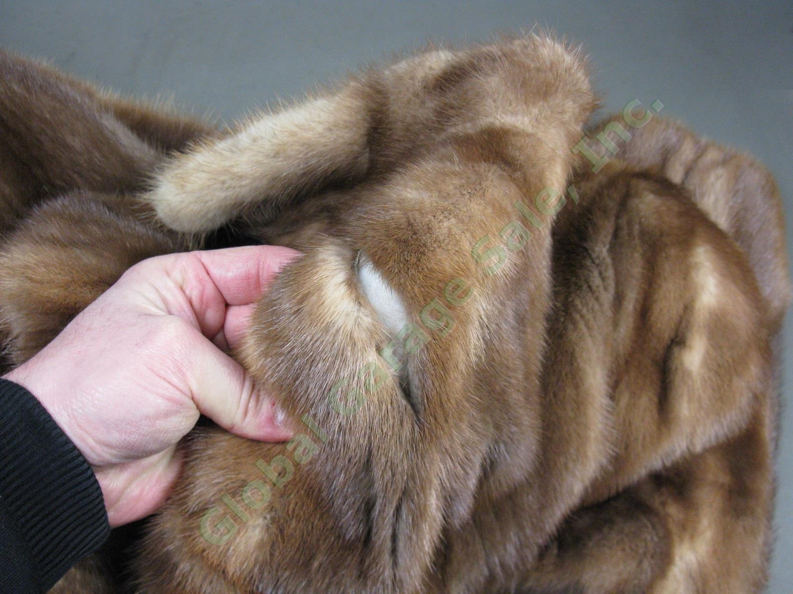 Vtg Antique Monogrammed Ladies Womens 3/4 Length Mink Fur Winter Coat Jacket 12 10