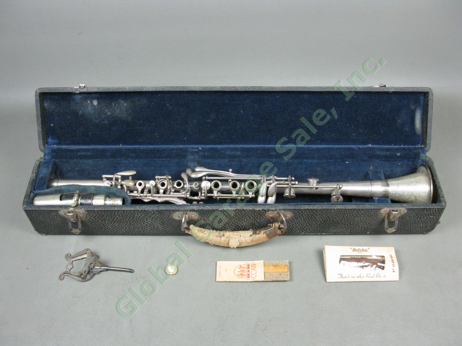 Vtg Harry Pedler Metal Bb Clarinet Serial 27495 Mouthpiece Hard Case Elkhart Ind