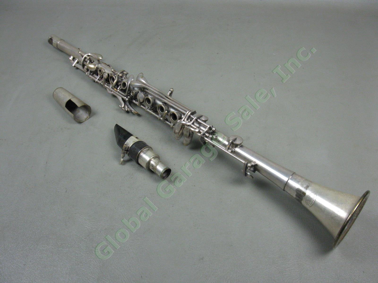 Vtg Harry Pedler Metal Bb Clarinet Serial 27495 Mouthpiece Hard Case Elkhart Ind 1