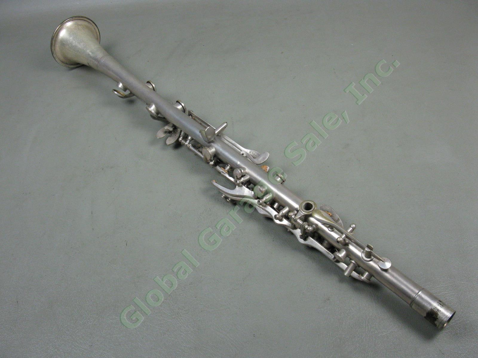 Vtg Harry Pedler Metal Bb Clarinet Serial 27495 Mouthpiece Hard Case Elkhart Ind 2