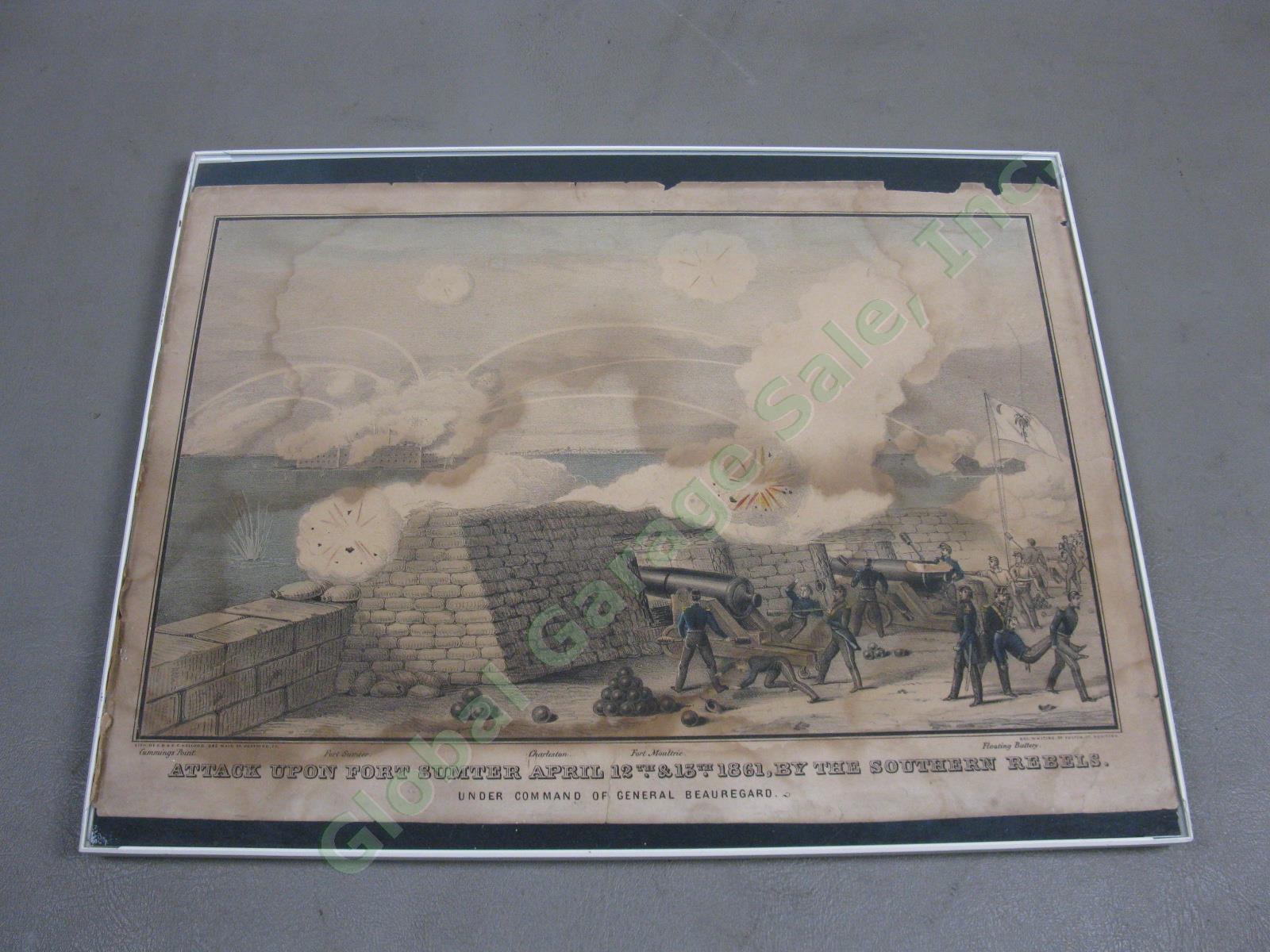 E B C Kellogg Lithograph Attack Upon Fort Sumter April 12 13 1861 Southern Rebel