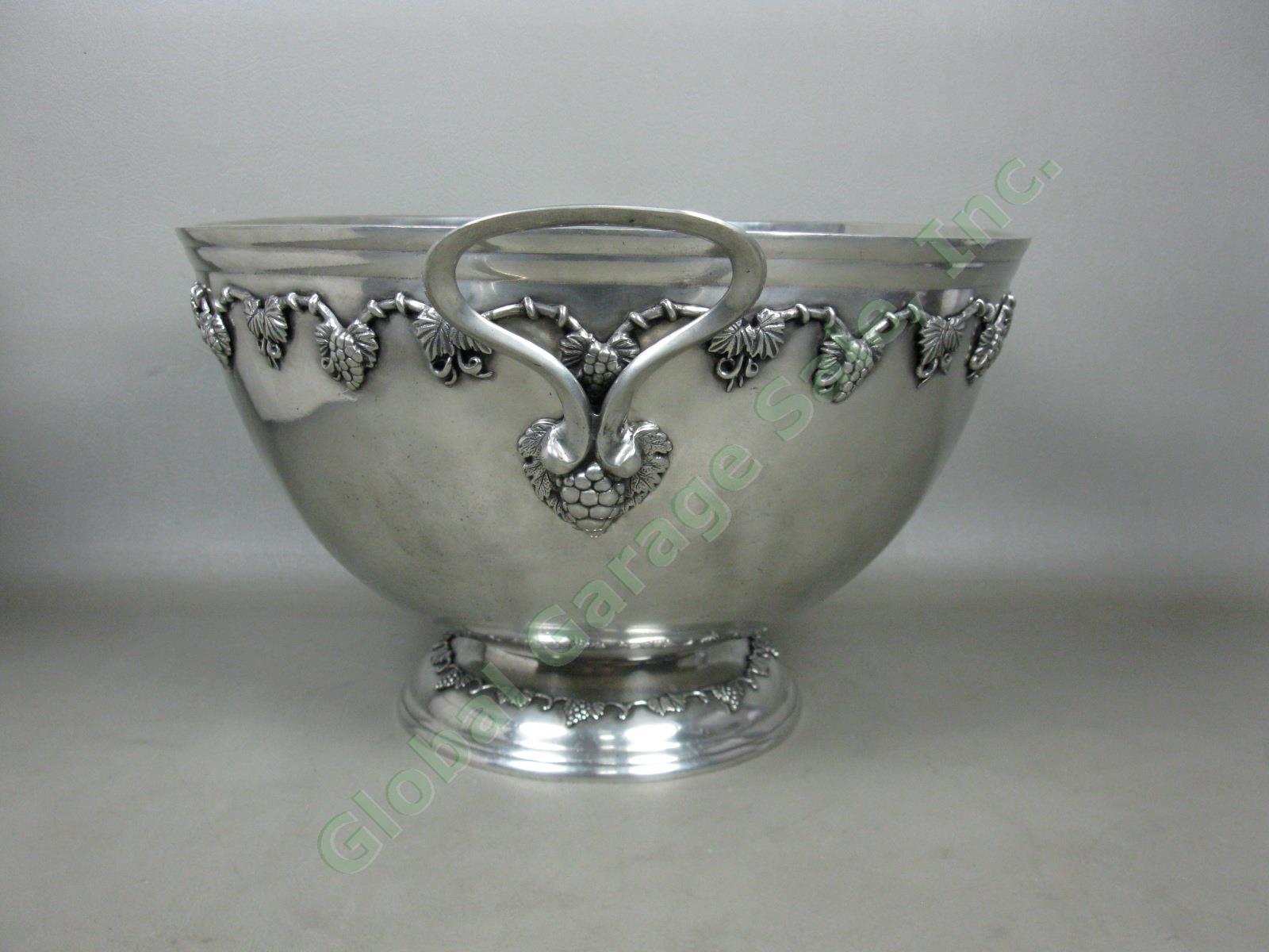 Pewter Grape Motif Punch Bowl 14"x9" w/ Cup Four Points By Shirley Store Display 4