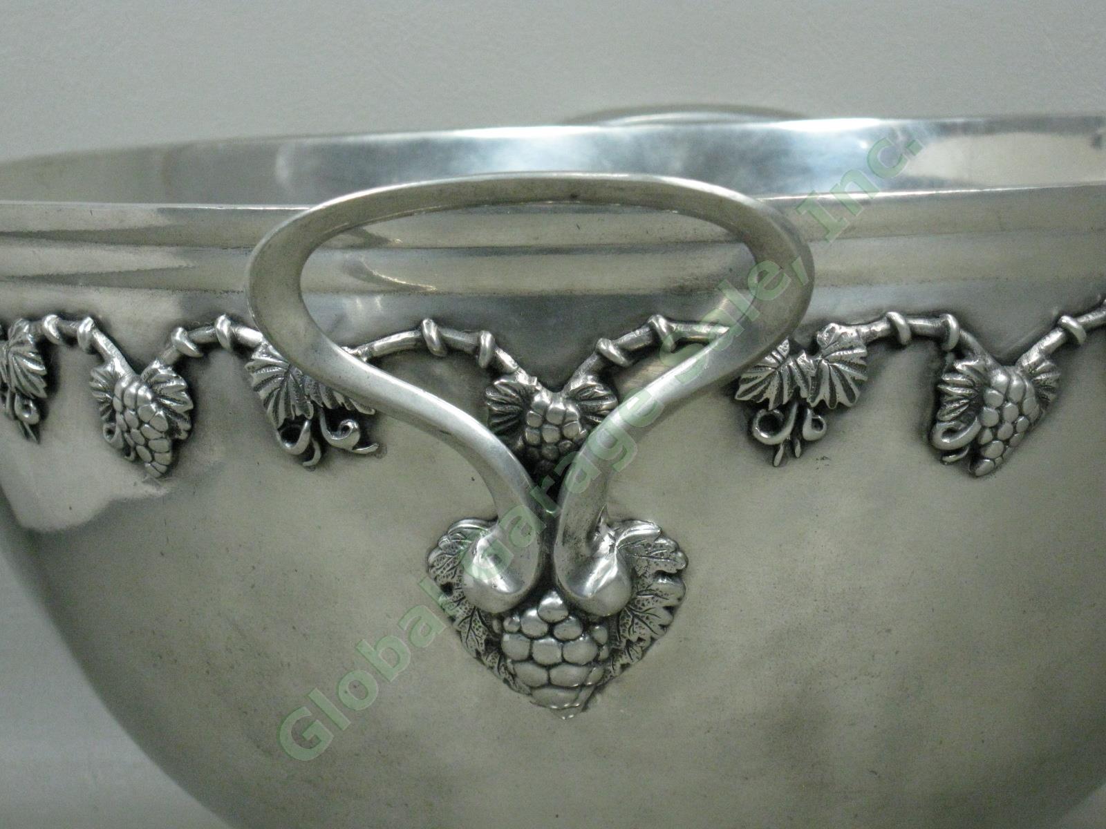 Pewter Grape Motif Punch Bowl 14"x9" w/ Cup Four Points By Shirley Store Display 5