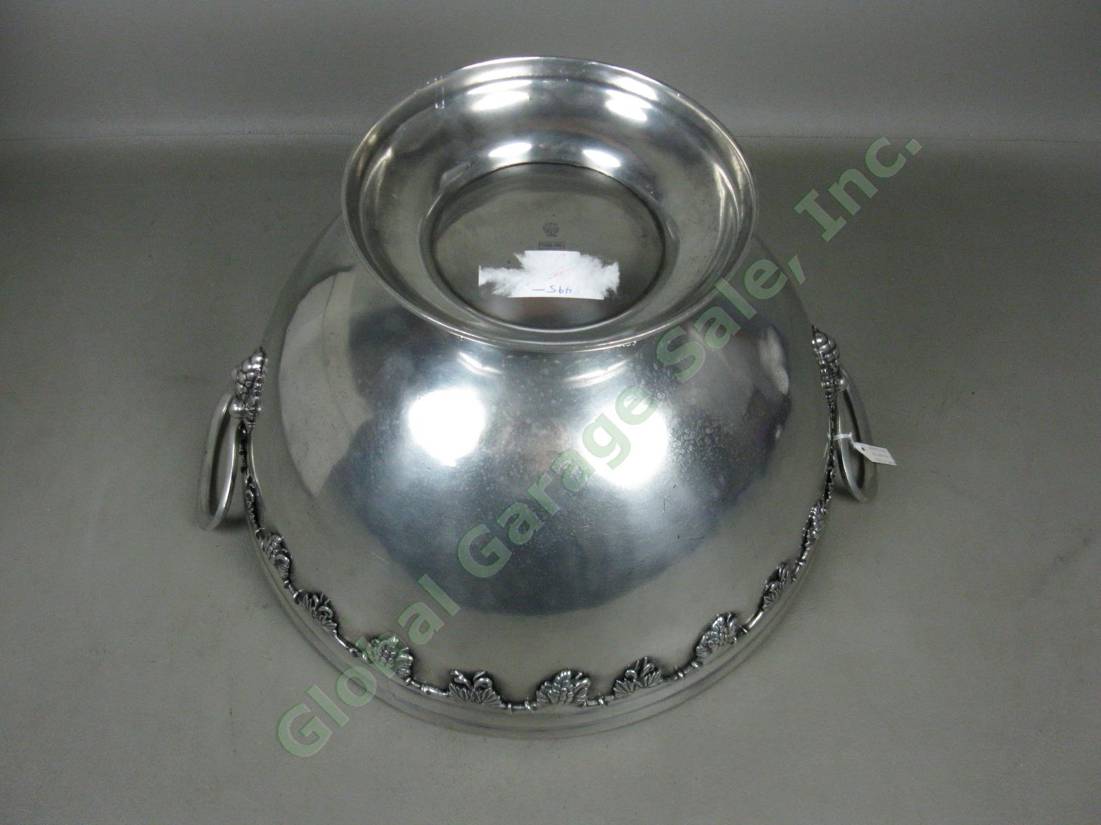 Pewter Grape Motif Punch Bowl 14"x9" w/ Cup Four Points By Shirley Store Display 7