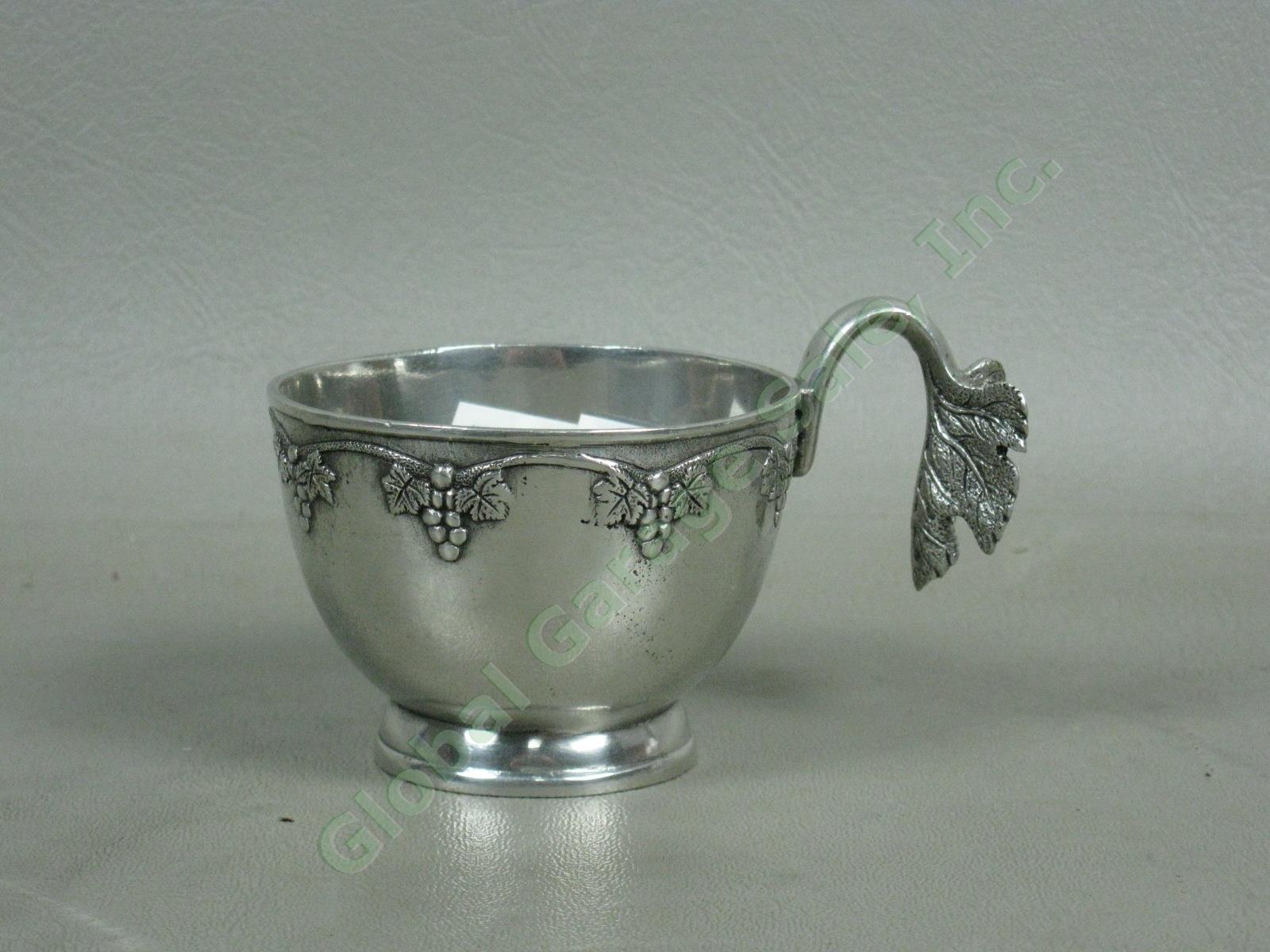 Pewter Grape Motif Punch Bowl 14"x9" w/ Cup Four Points By Shirley Store Display 9