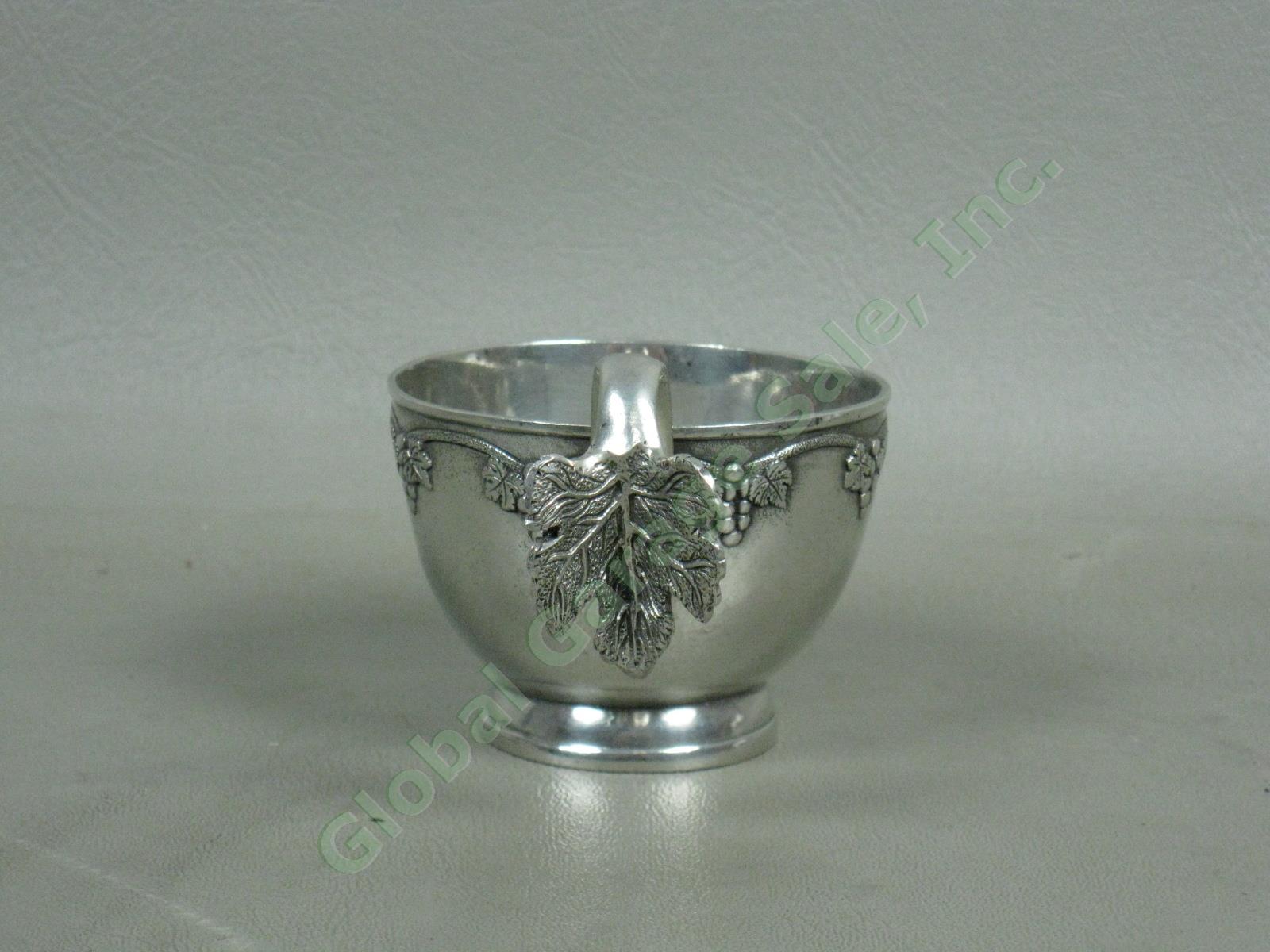Pewter Grape Motif Punch Bowl 14"x9" w/ Cup Four Points By Shirley Store Display 10