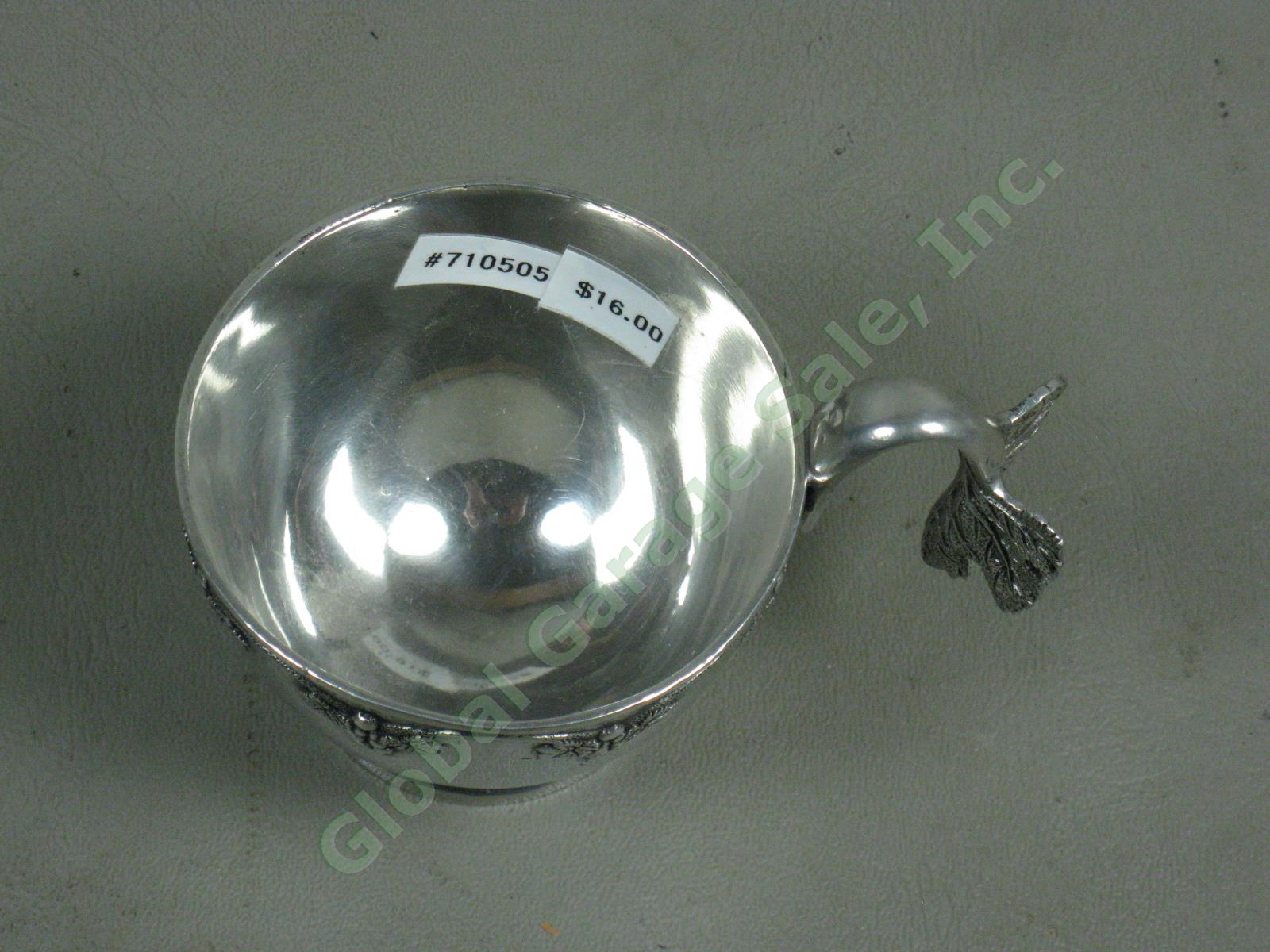 Pewter Grape Motif Punch Bowl 14"x9" w/ Cup Four Points By Shirley Store Display 11