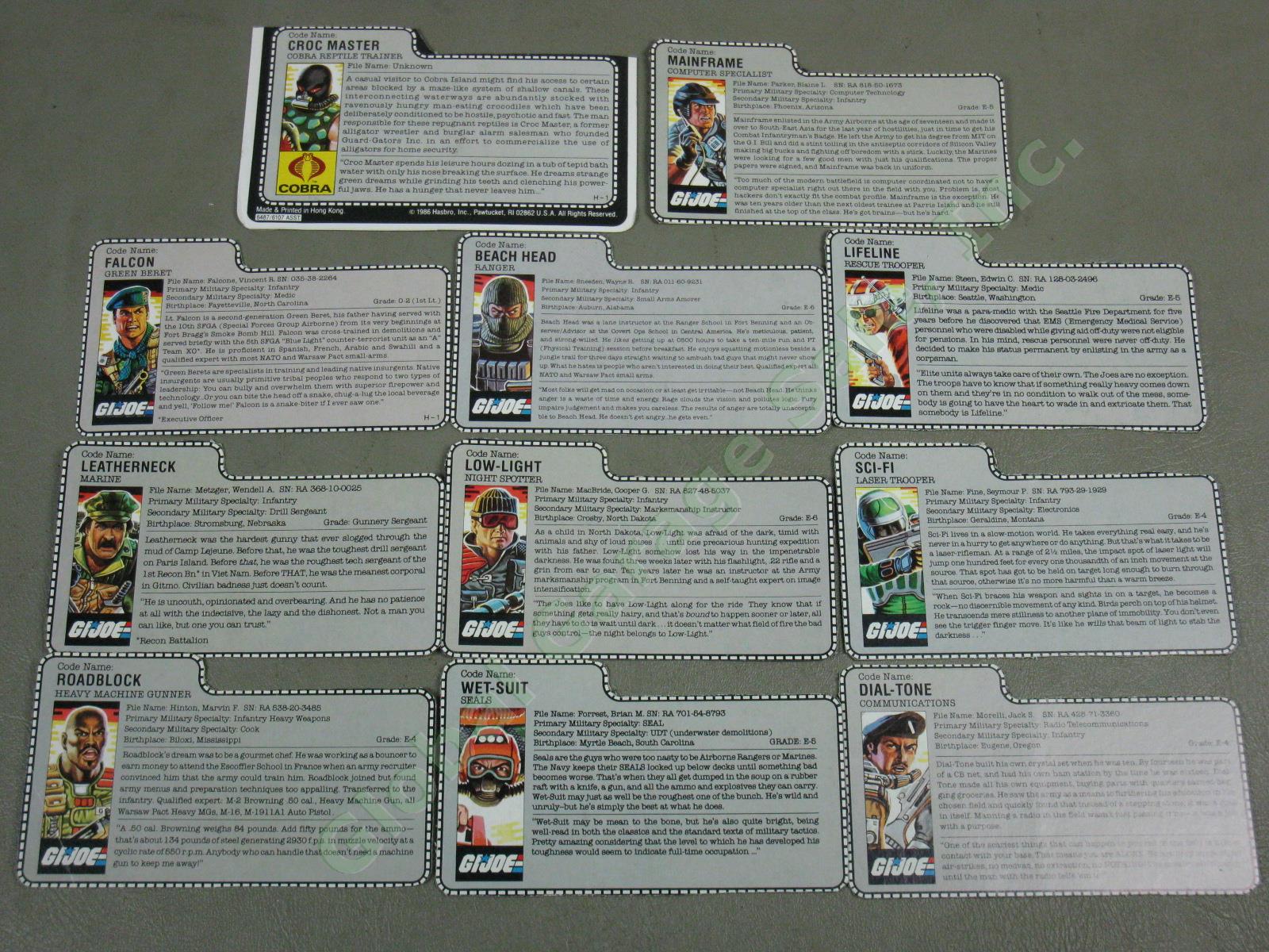 34 Vtg 1985-1986 GI Joe + Cobra Action Figures Lot w/ Weapons + File Cards NR! 26