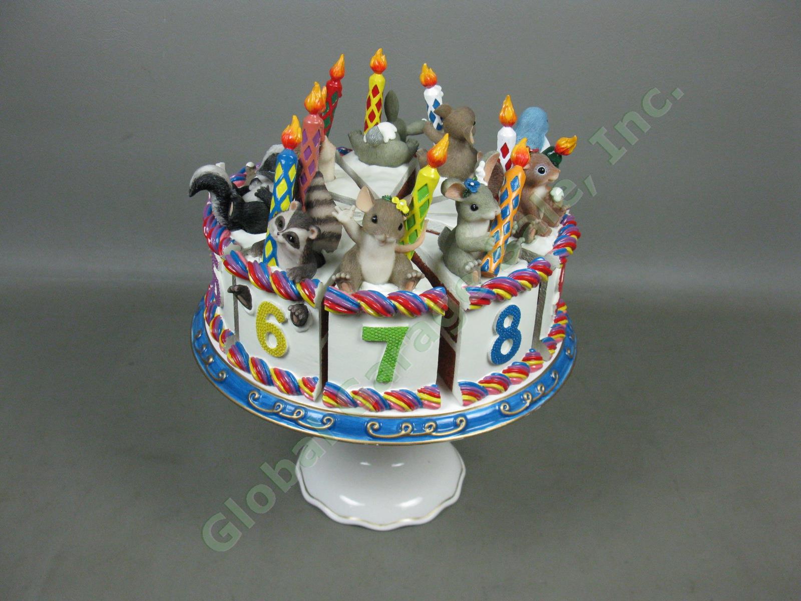 Fitz & Floyd Charming Tails Happy Birthday Cake Plate Mouse Figurine Figure Lot 2