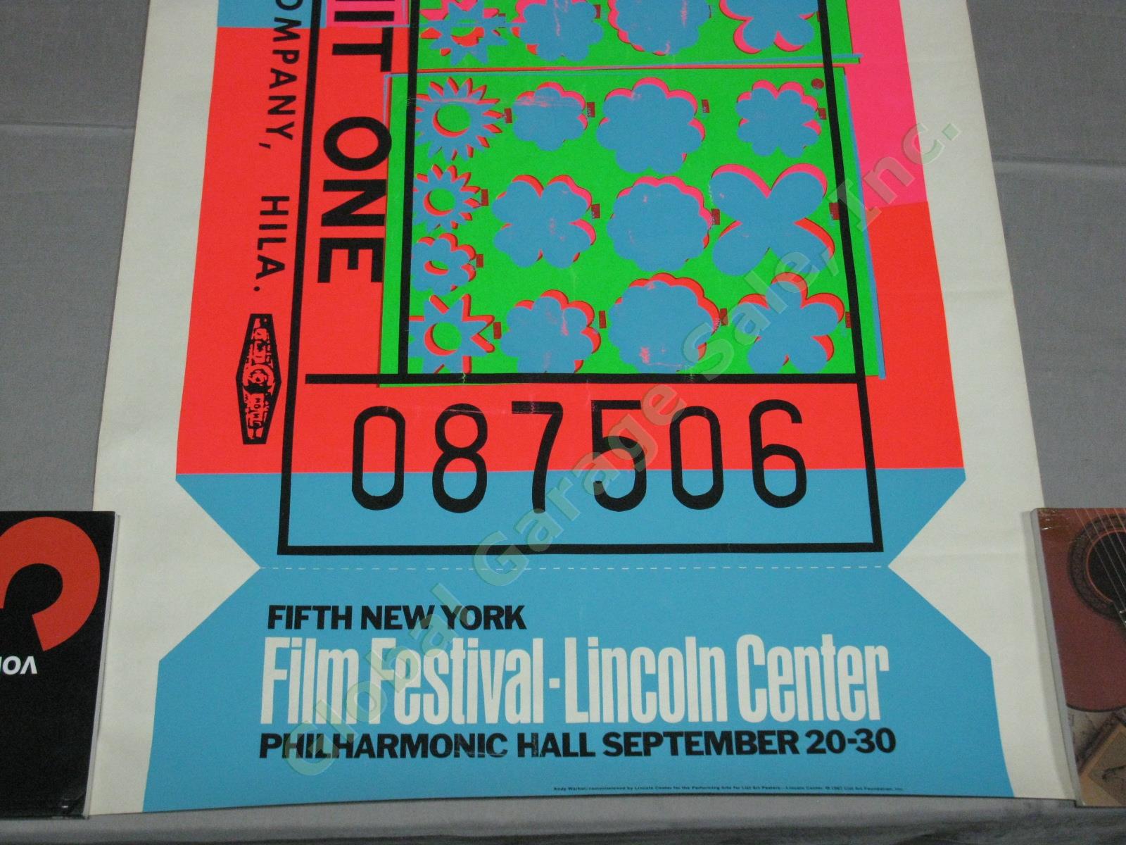 Original Andy Warhol 1967 Lincoln Center Film Festival Ticket Screenprint Poster 2