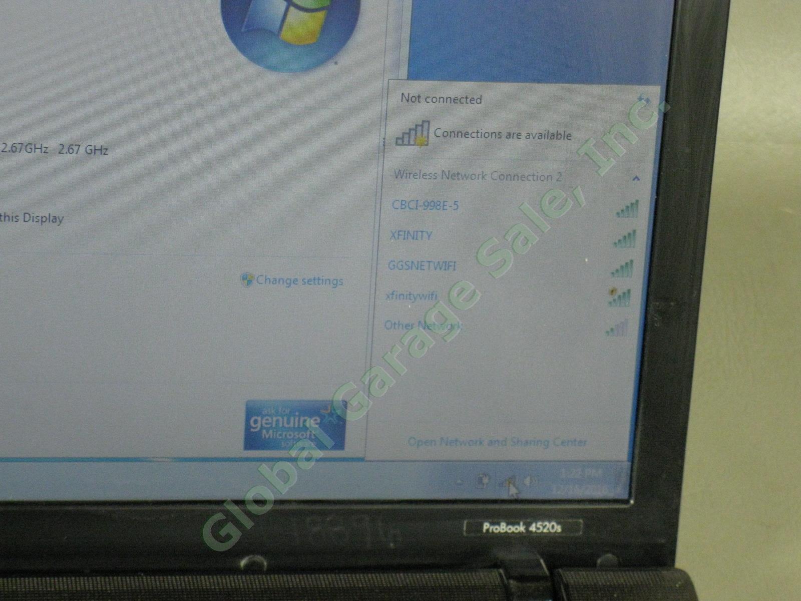 HP 4520s ProBook Laptop Computer Intel Core i5 M540 2.67GHz 2GB Windows 7 Pro NR 2