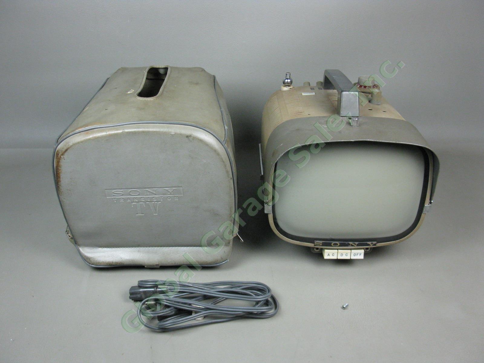 Rare Vtg 1961 Sony 8-301W 1st Portable Television Space Age TV Receiver Bundle