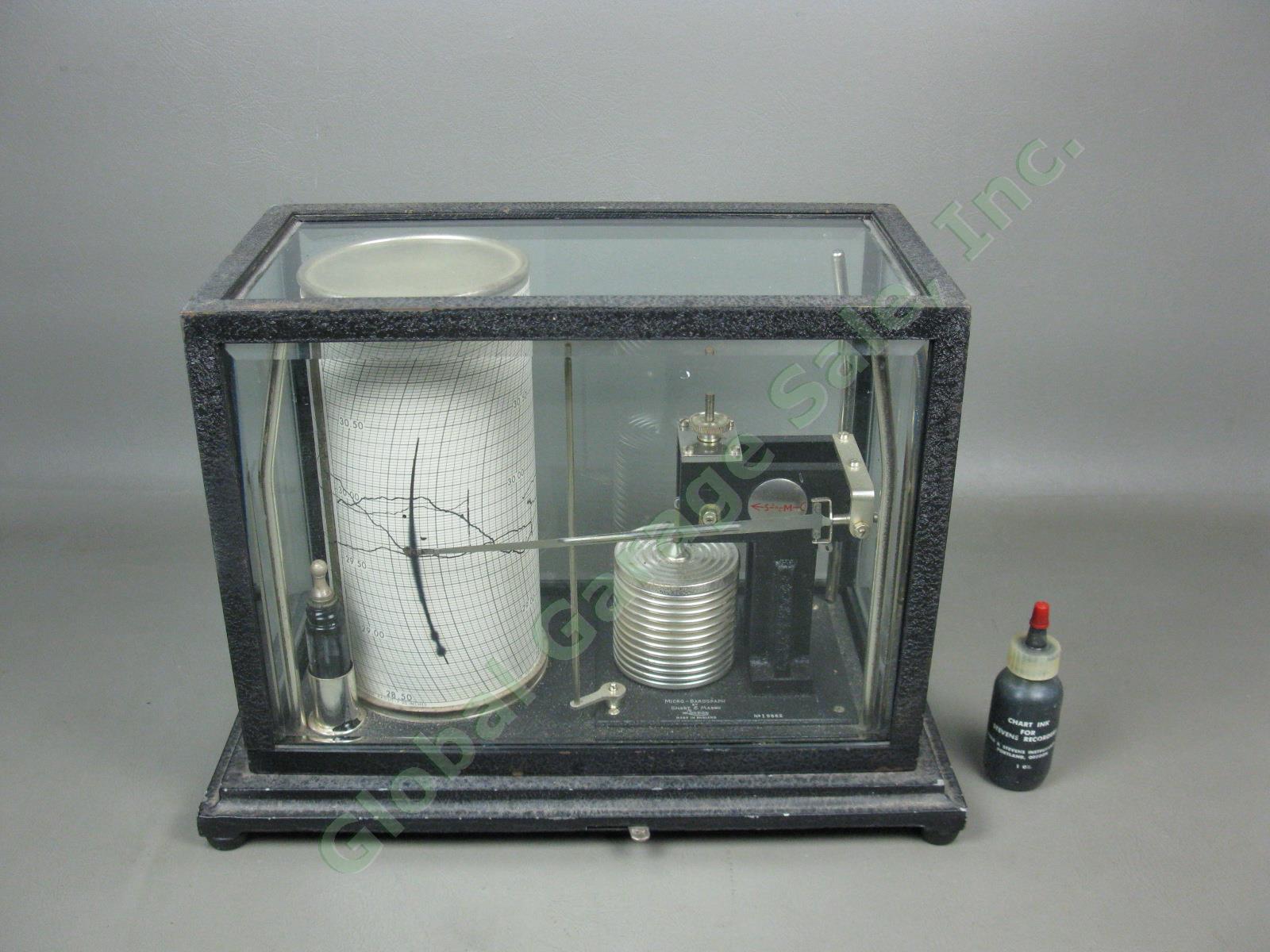 Vtg Antique Short &Mason Micro-Barograph Thermograph Barometer Stormograph Works