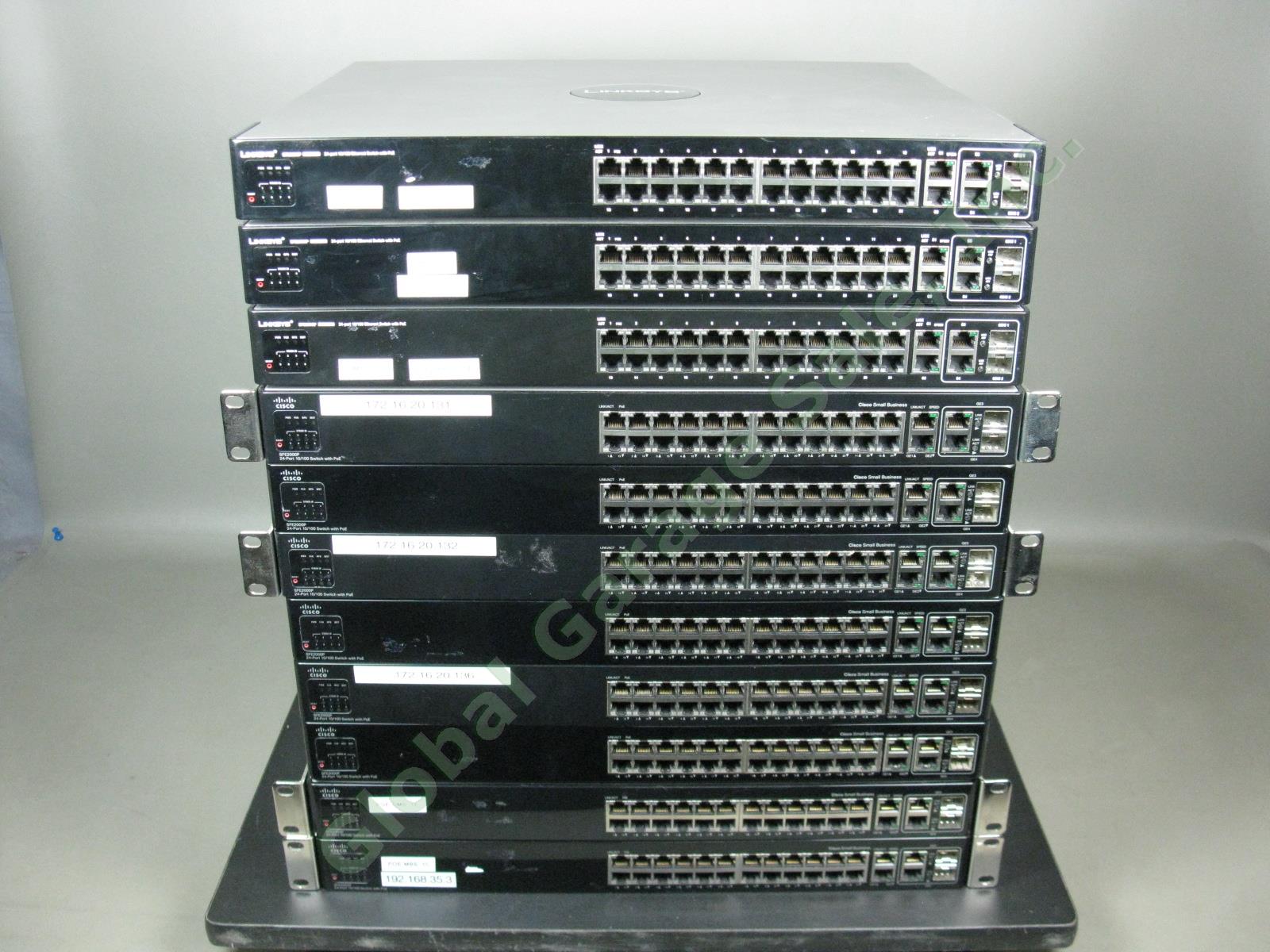11x SFE2000P 24-Port 10/100 Switches W/ POE Lot Cisco Small Business + Linksys