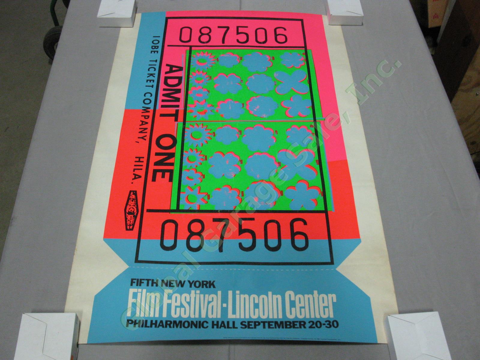 Original 1967 Andy Warhol Lincoln Center Film Festival Ticket Screenprint Poster