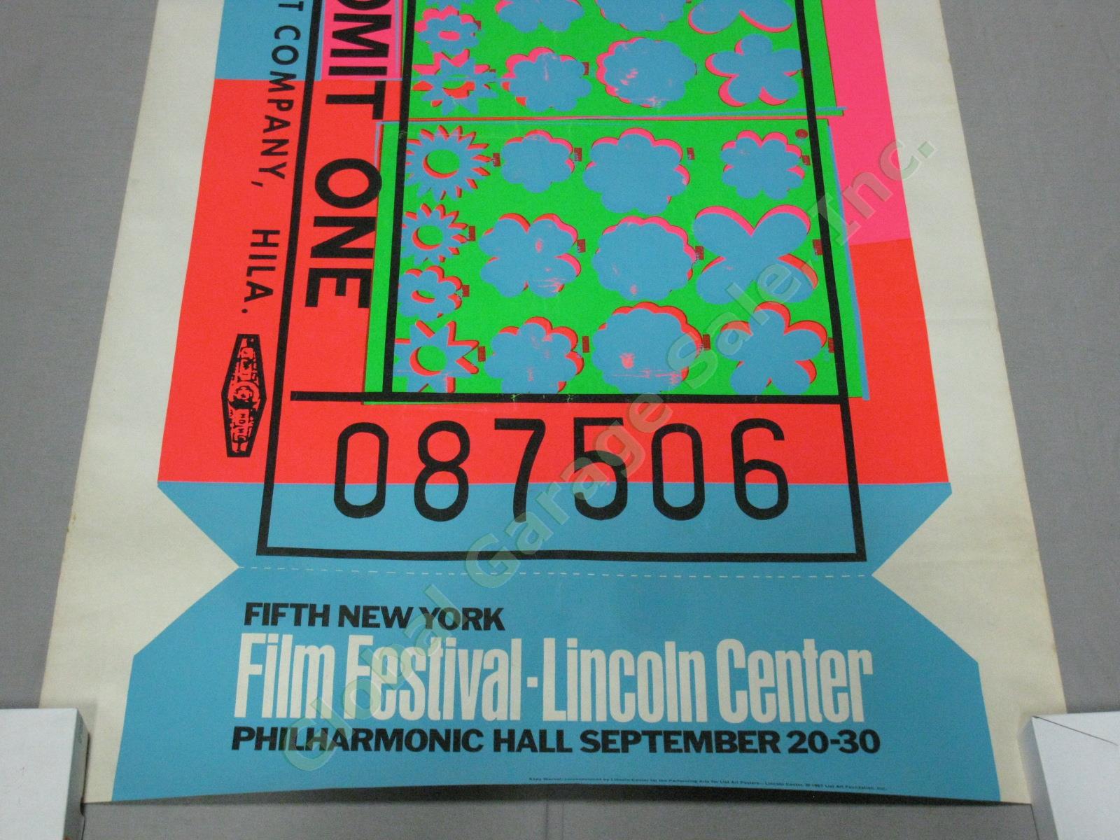 Original 1967 Andy Warhol Lincoln Center Film Festival Ticket Screenprint Poster 2