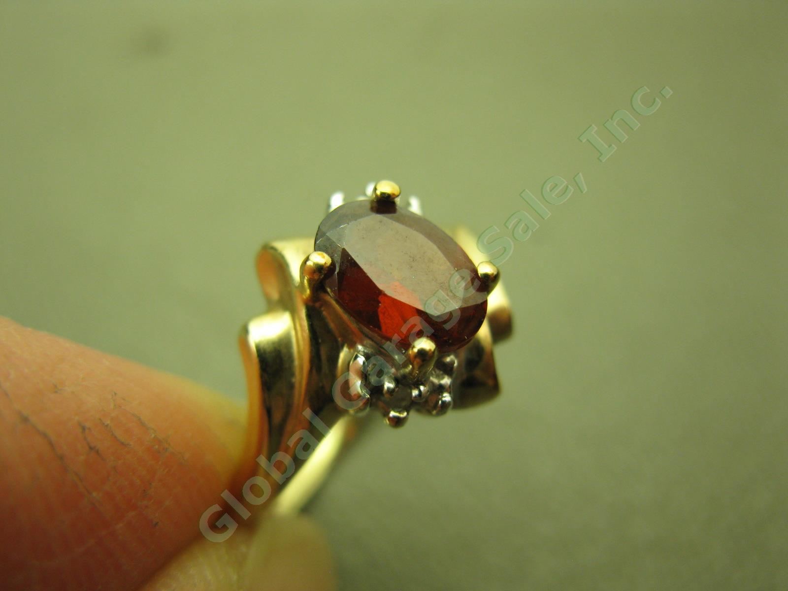 Vtg CRP 10K Yellow Gold Garnet Diamond Ring + Amethyst Earrings Pair Jewelry Lot 1