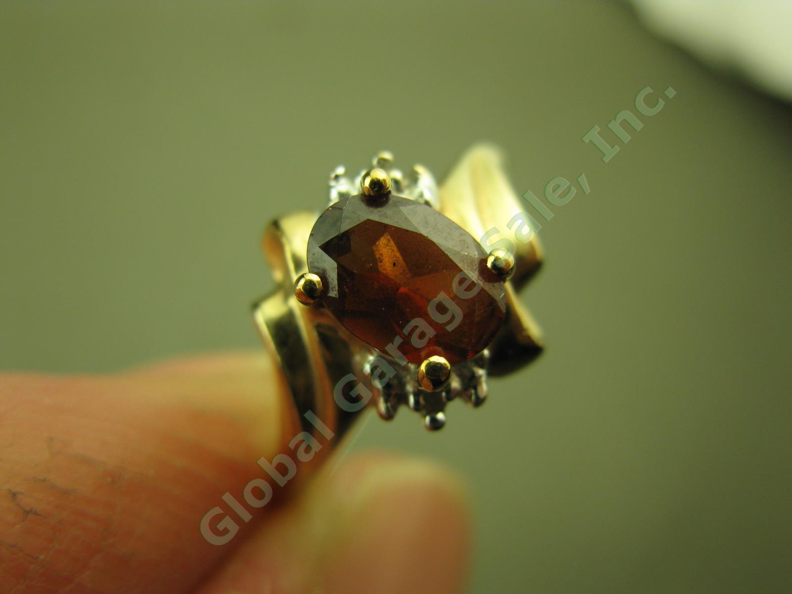 Vtg CRP 10K Yellow Gold Garnet Diamond Ring + Amethyst Earrings Pair Jewelry Lot 2