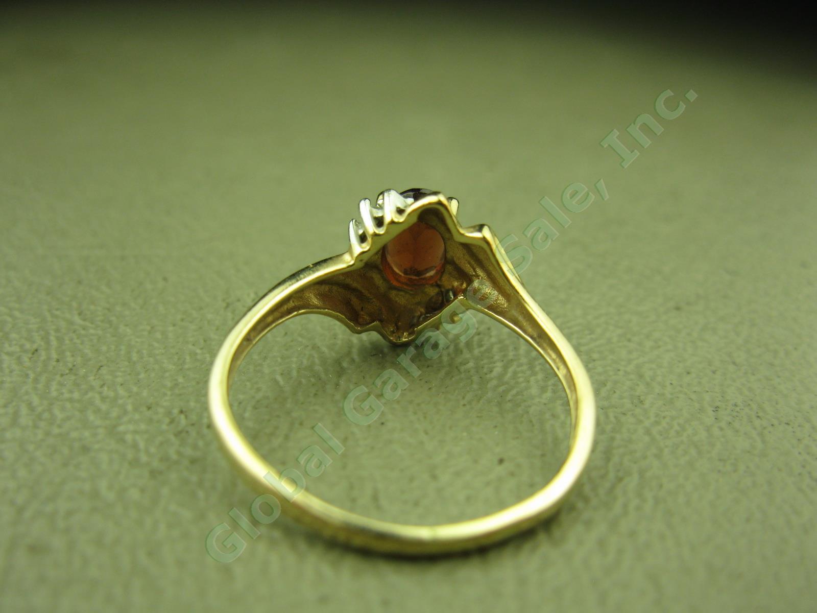 Vtg CRP 10K Yellow Gold Garnet Diamond Ring + Amethyst Earrings Pair Jewelry Lot 4