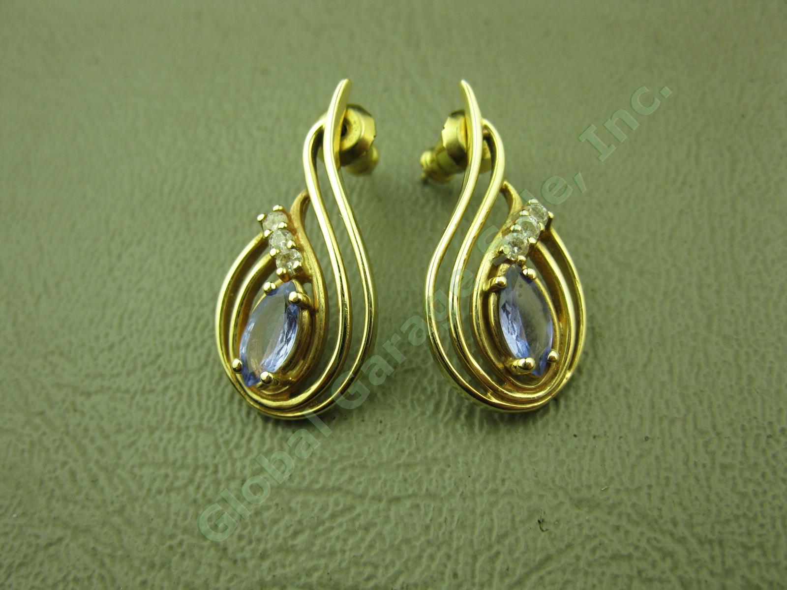 Vtg CRP 10K Yellow Gold Garnet Diamond Ring + Amethyst Earrings Pair Jewelry Lot 6