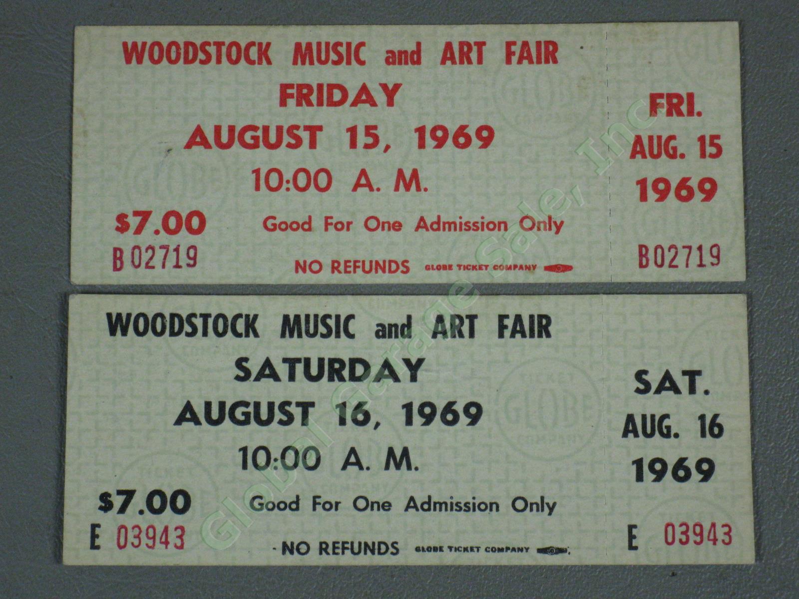 2 RARE Woodstock Sat/Sun $7 Full Tickets Black/Red Ink + 18"x24" Poster NO RES!! 1