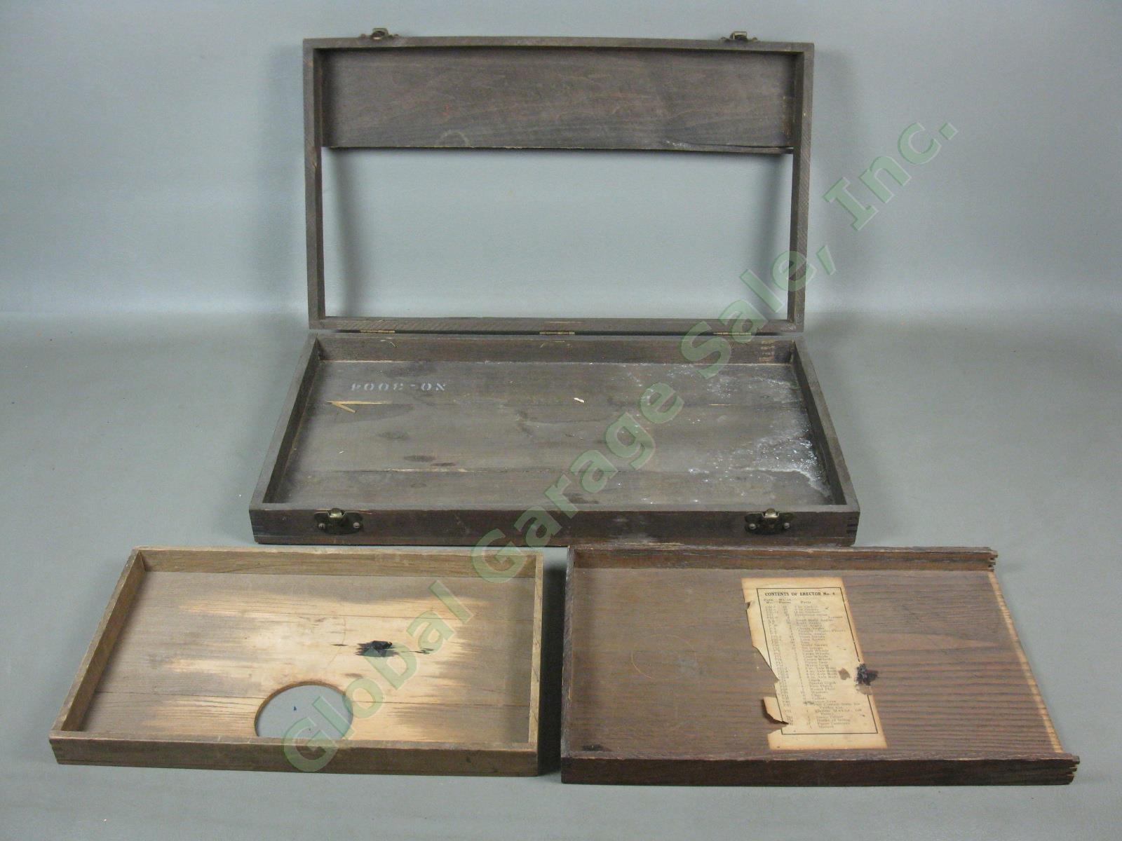 Vtg Antique A.C Gilbert Erector Set Mixed Lot W/ Wooden Box Case #4 + 4-1/2? NR! 4