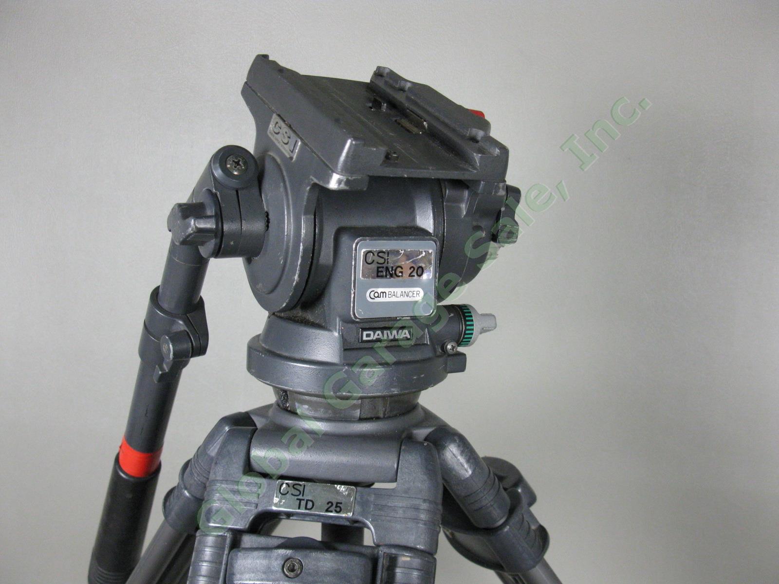 Daiwa CSI TD20 Tripod W/ ENG Fluid Head Video Cam Camera Camcorder Balancer Lot 2