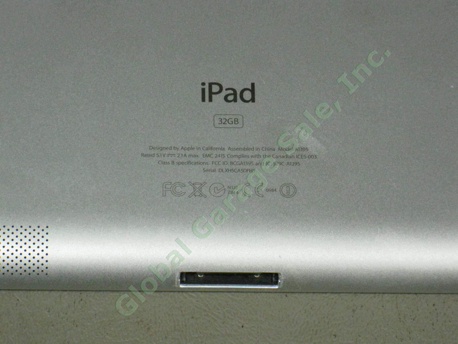 Apple iPad 2 Wifi 32GB Black Tablet MC770LL/A A1395 Works Great Cracked Glass NR 6