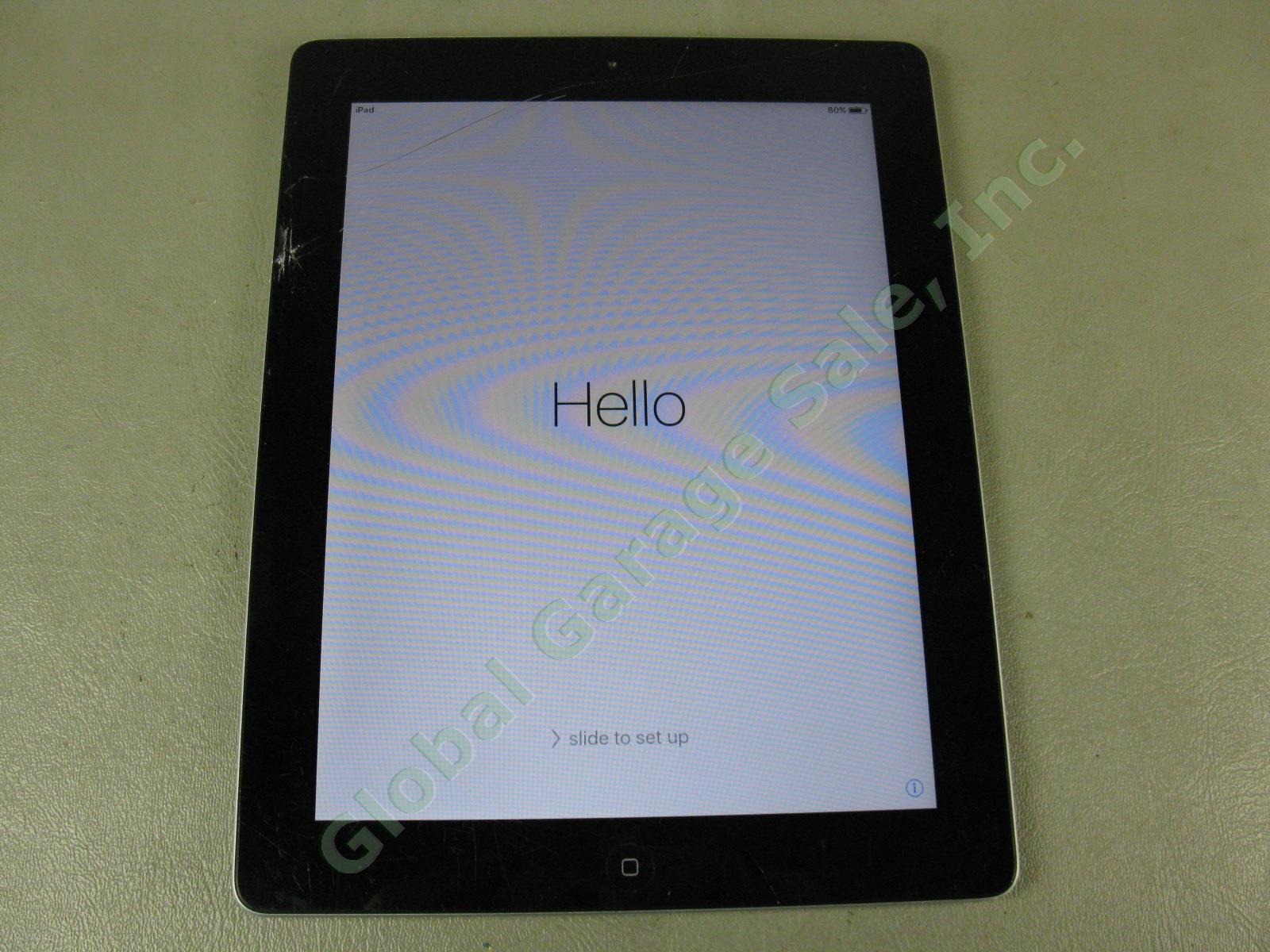 Apple iPad 2 Wifi 32GB Tablet Factory Reset Works Great Cracked Screen A1395 NR!