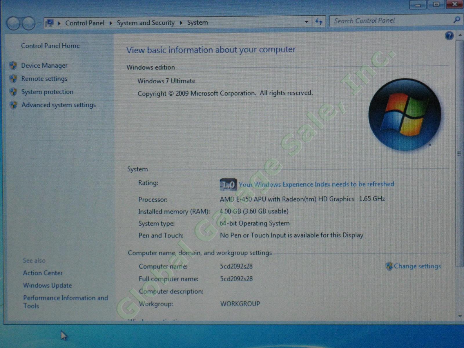HP 3115m Notebook Laptop Computer AMD E-450 1.65GHz 4GB 320GB Windows 7 Ult NR! 1