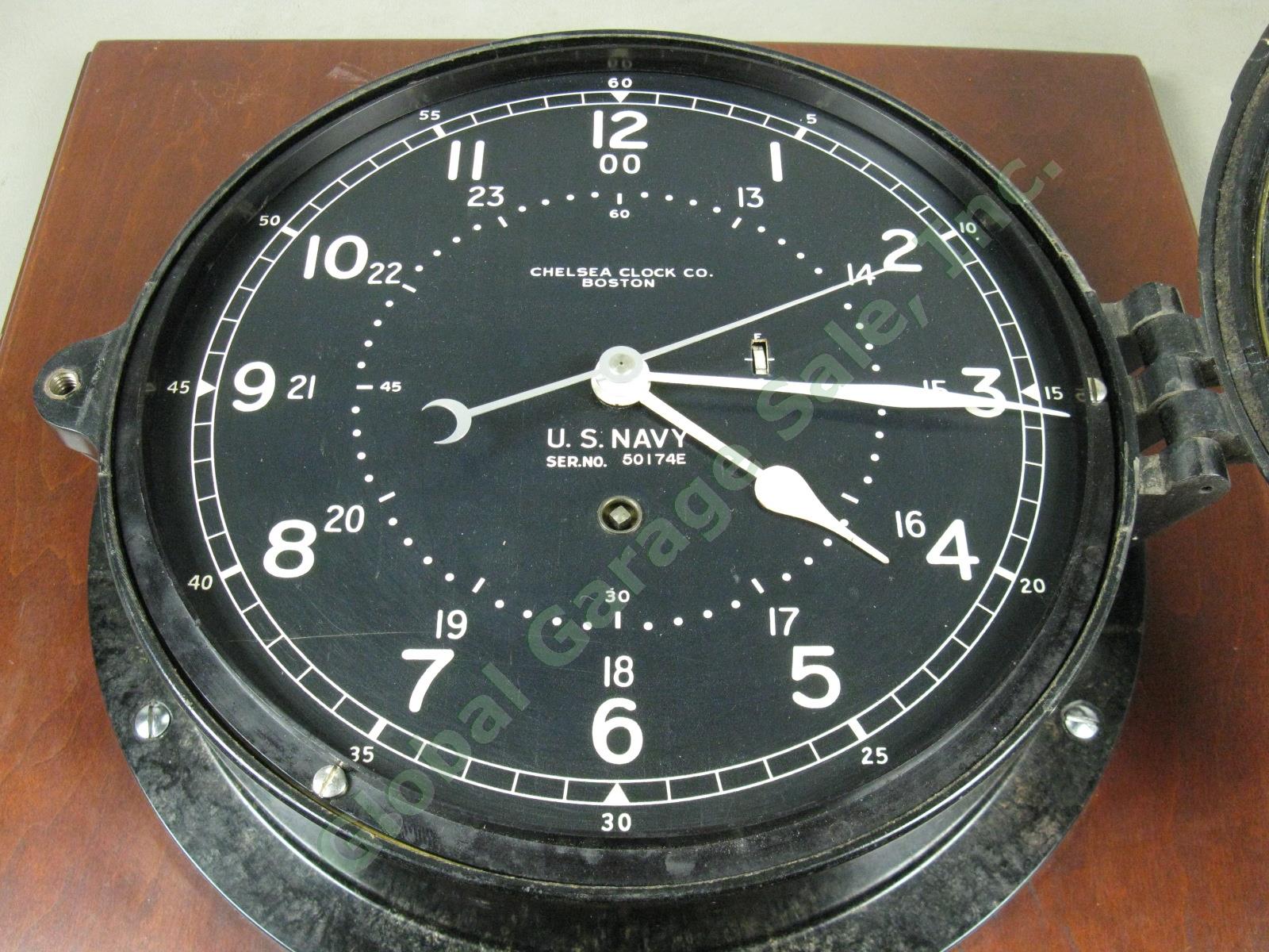 Vtg 1940-1944 WWII WW2 Chelsea Boston U.S Navy Military Ship Deck Clock 8" Dial 6