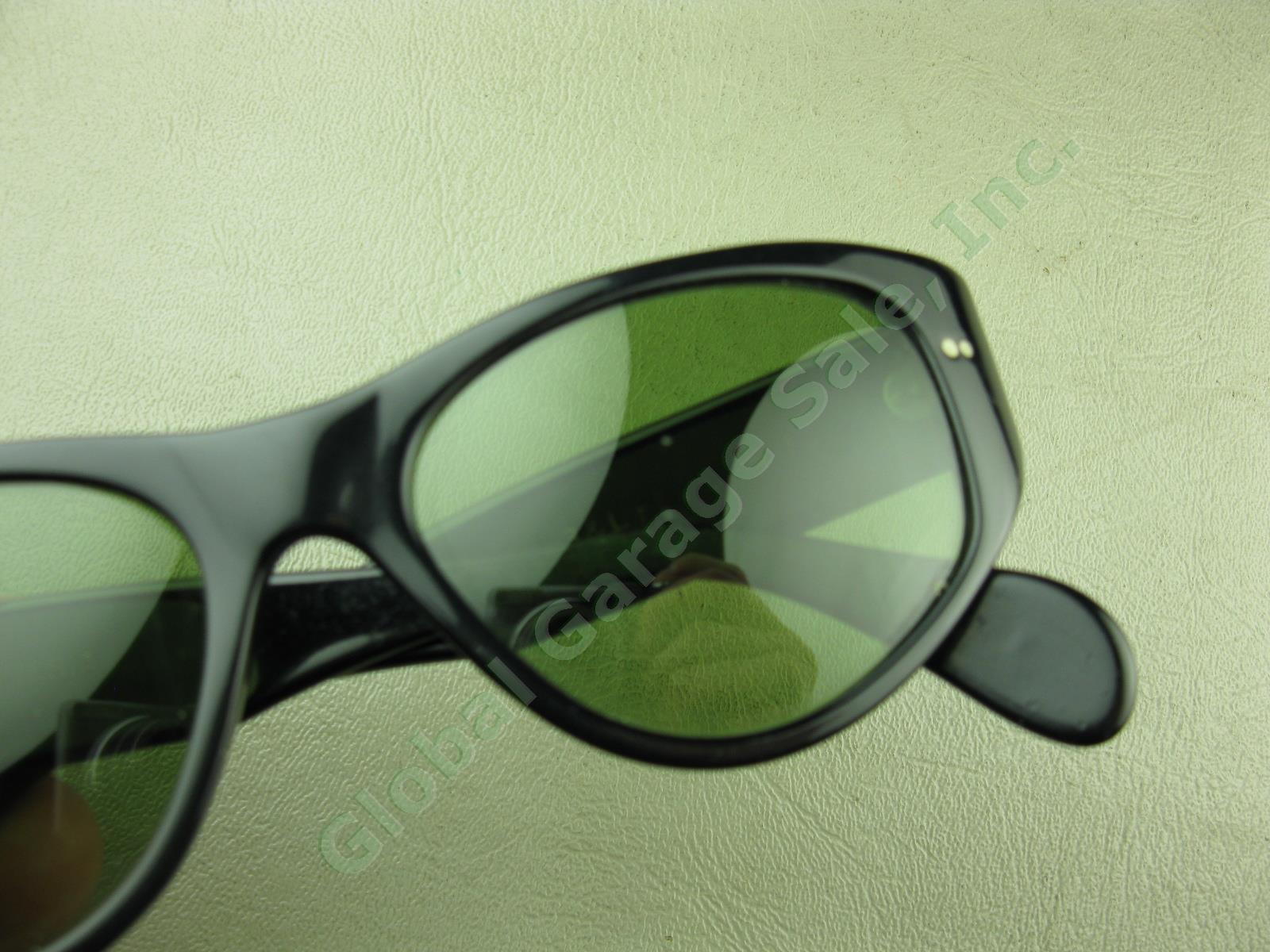 Womens Vtg Black Bausch Lomb B&L Ray-Ban USA Dbl Dot Green Lens Sunglasses +Case 2