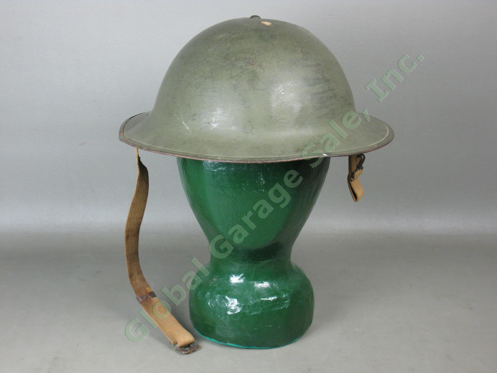 Vtg Antique Original US WW1 Doughboy Helmet ZA181 With Leather Liner + Strap NR!