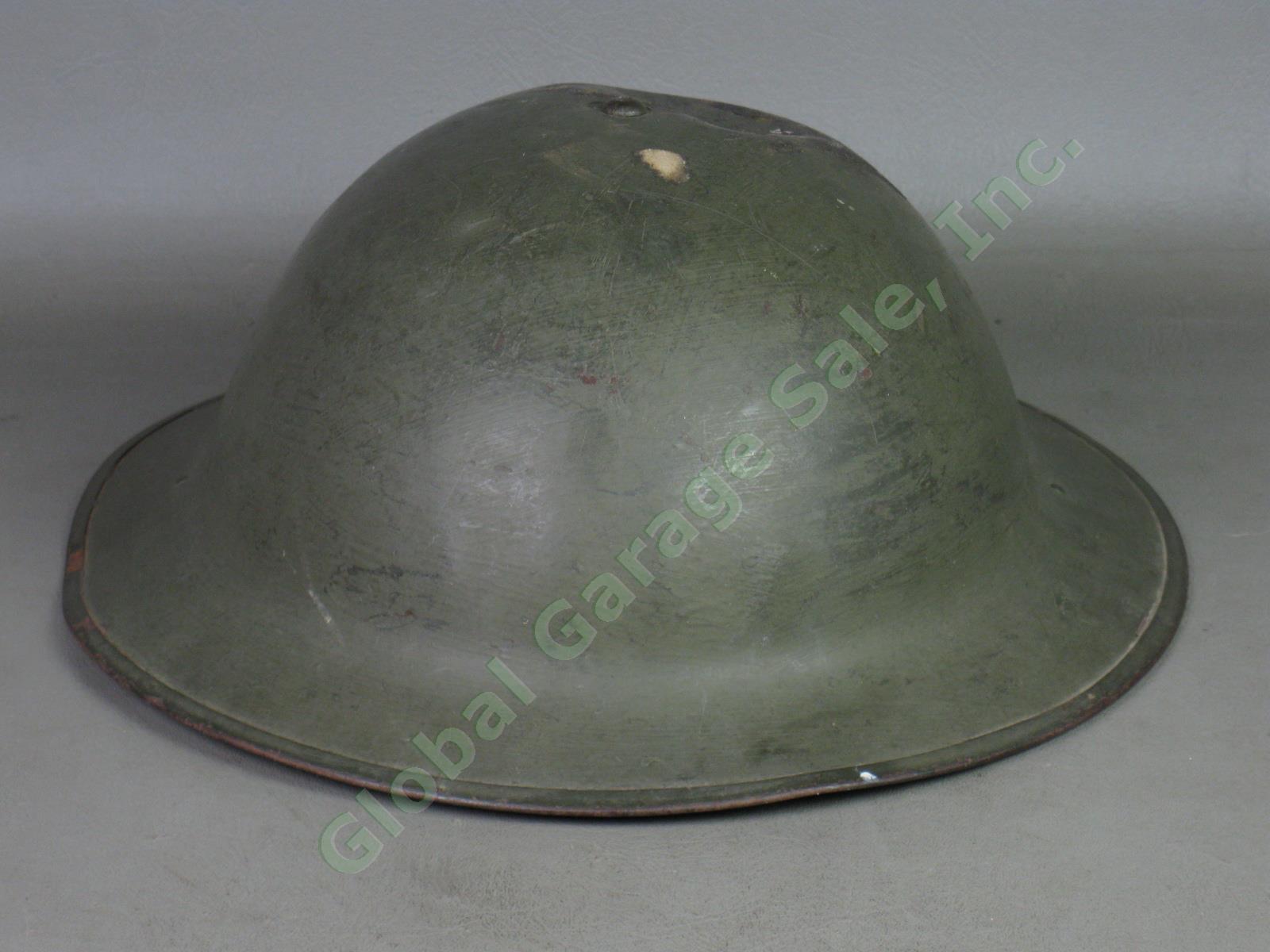 Vtg Antique Original US WW1 Doughboy Helmet ZA181 With Leather Liner + Strap NR! 1