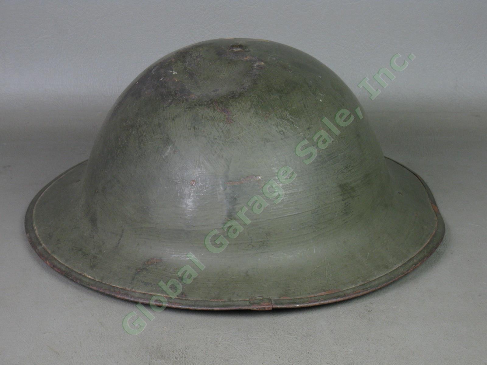 Vtg Antique Original US WW1 Doughboy Helmet ZA181 With Leather Liner + Strap NR! 3