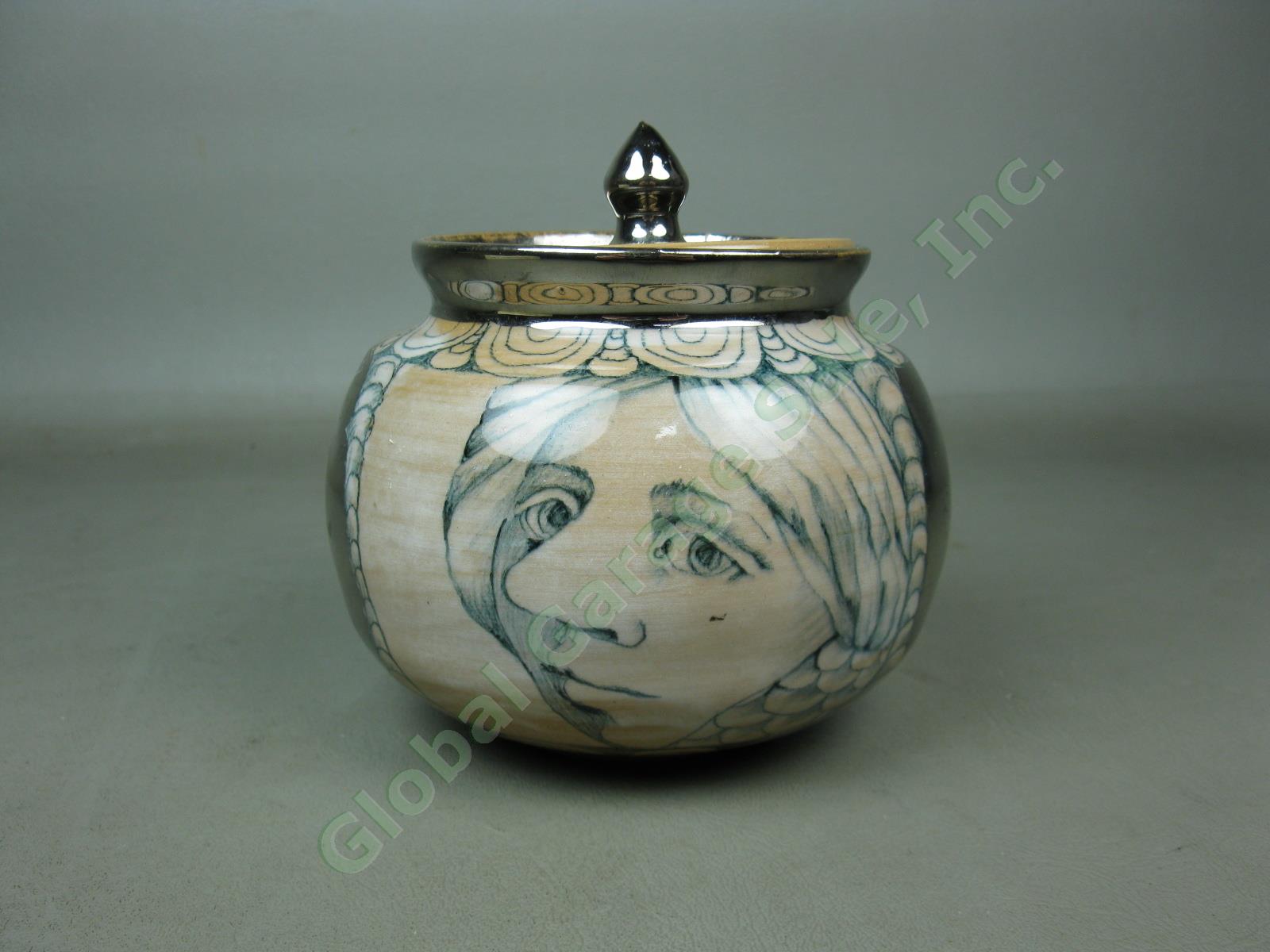 Vtg 1977 Signed Mary Lou Higgins & Edward Higgins Covered Pot Jar Lid Pottery 5"