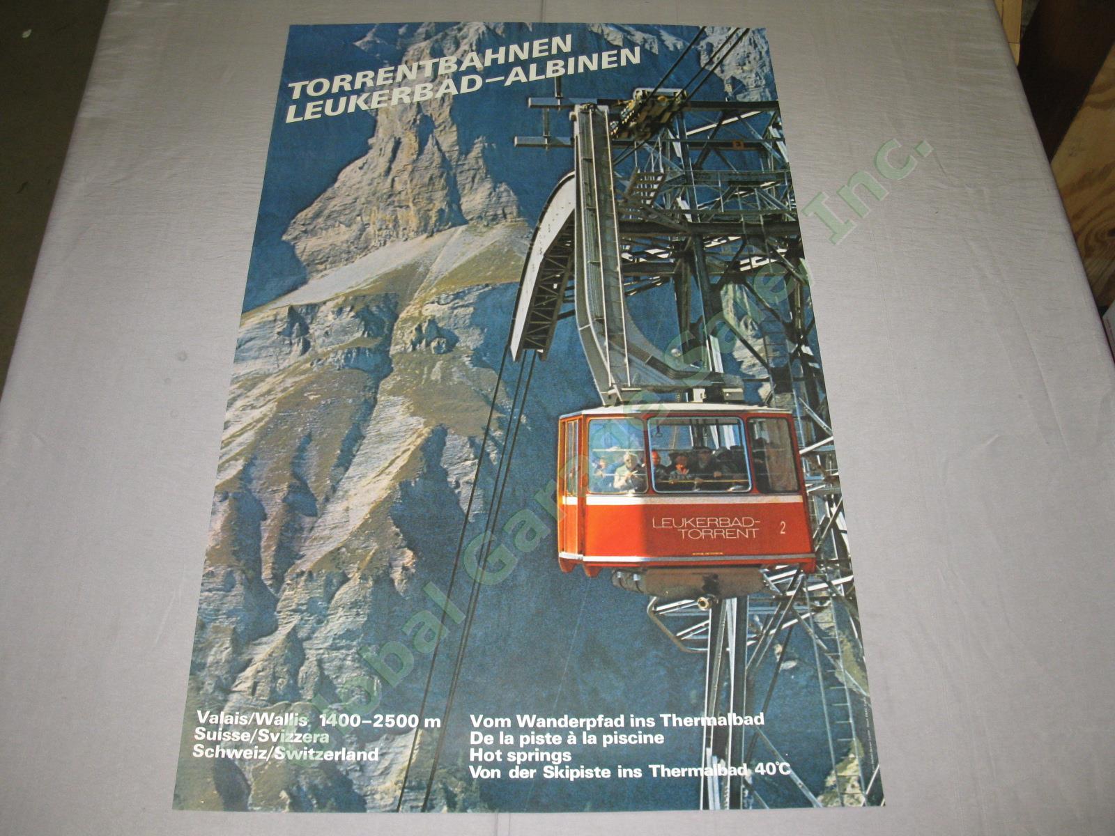 Vtg 1974 Swiss Travel Poster Leukerbad-Albinen Valais Ski Resort Hot Springs NR!
