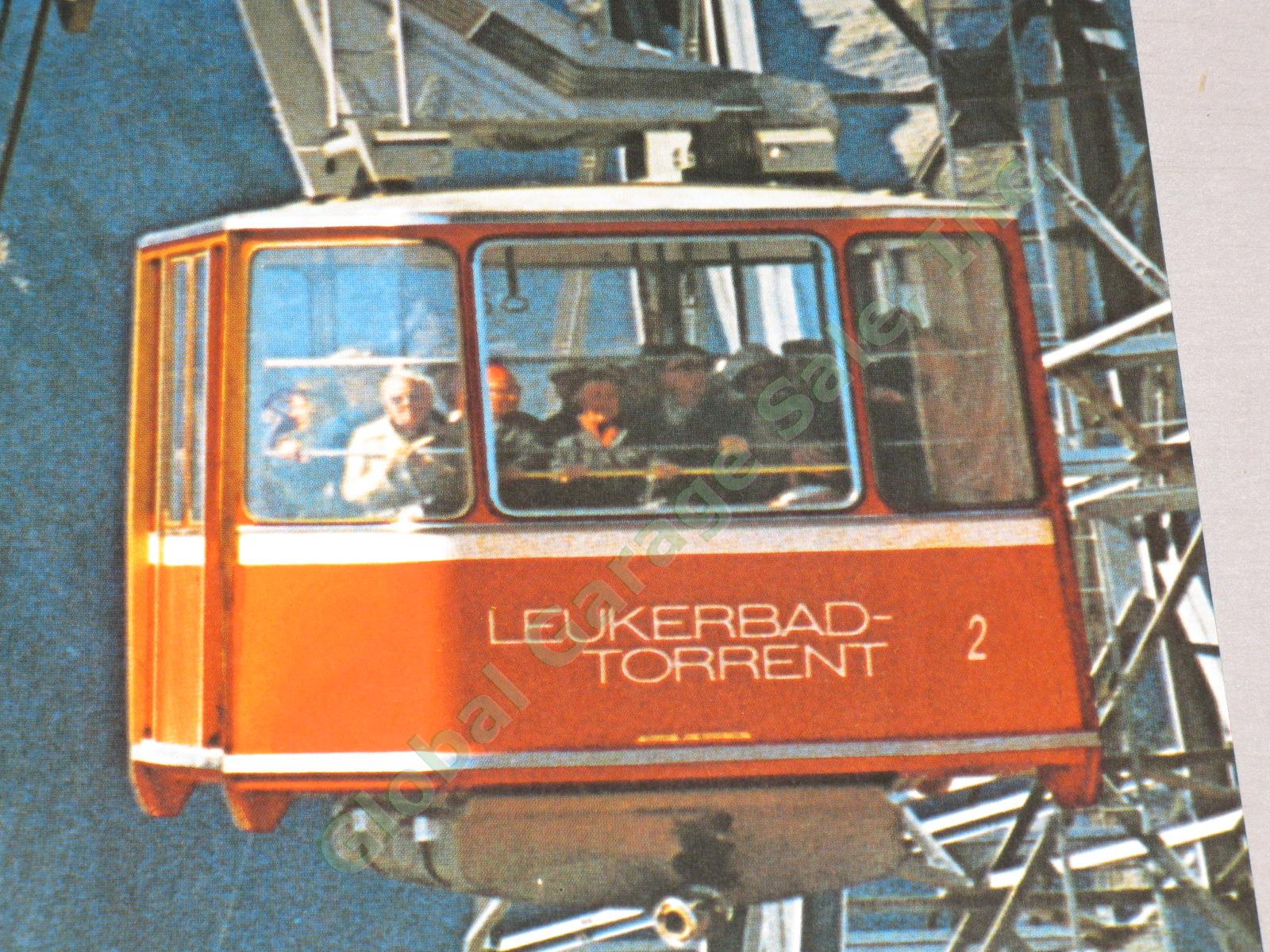 Vtg 1974 Swiss Travel Poster Leukerbad-Albinen Valais Ski Resort Hot Springs NR! 3