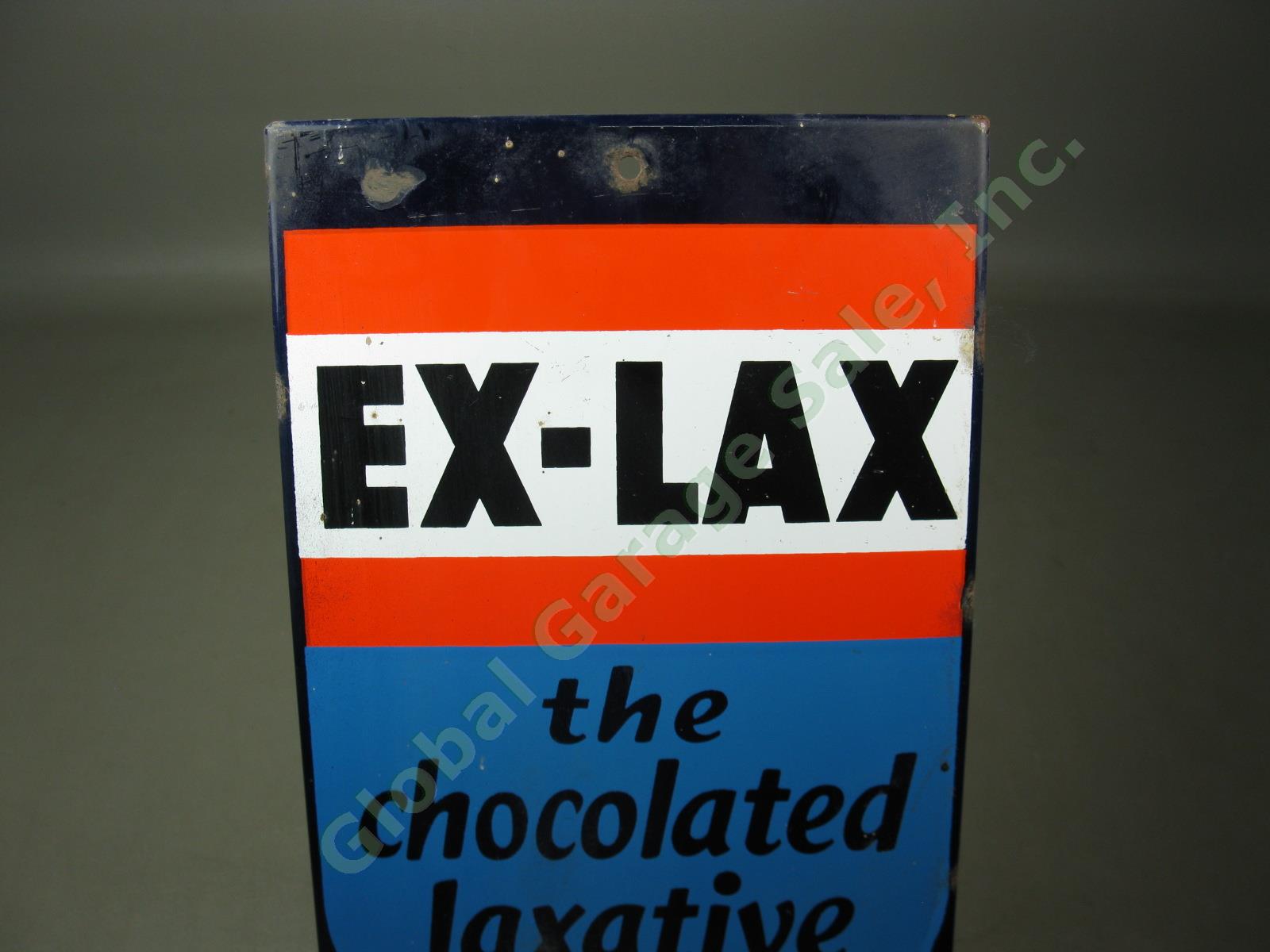 Vtg 36" EX-LAX Porcelain Enamel General Drug Store Thermometer Advertising Sign 1