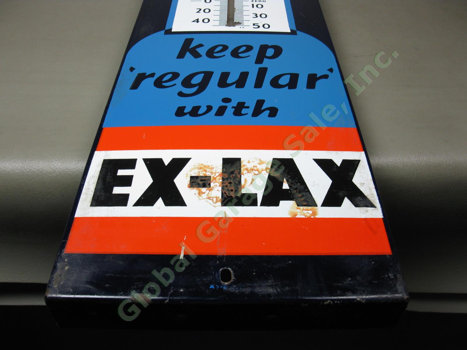 Vtg 36" EX-LAX Porcelain Enamel General Drug Store Thermometer Advertising Sign 3