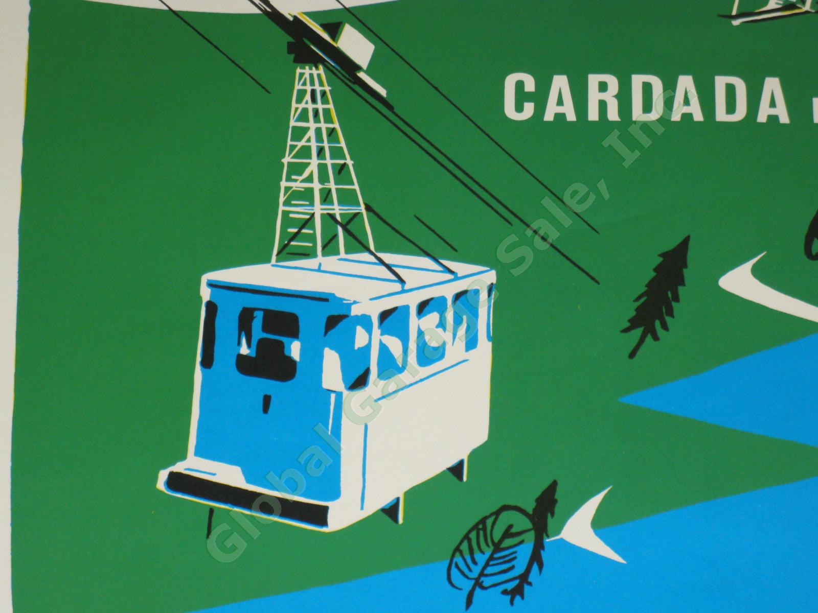 Vtg Swiss Travel Poster Locarno Switzerland Ski Lift Railway Train Cable Car NR! 4